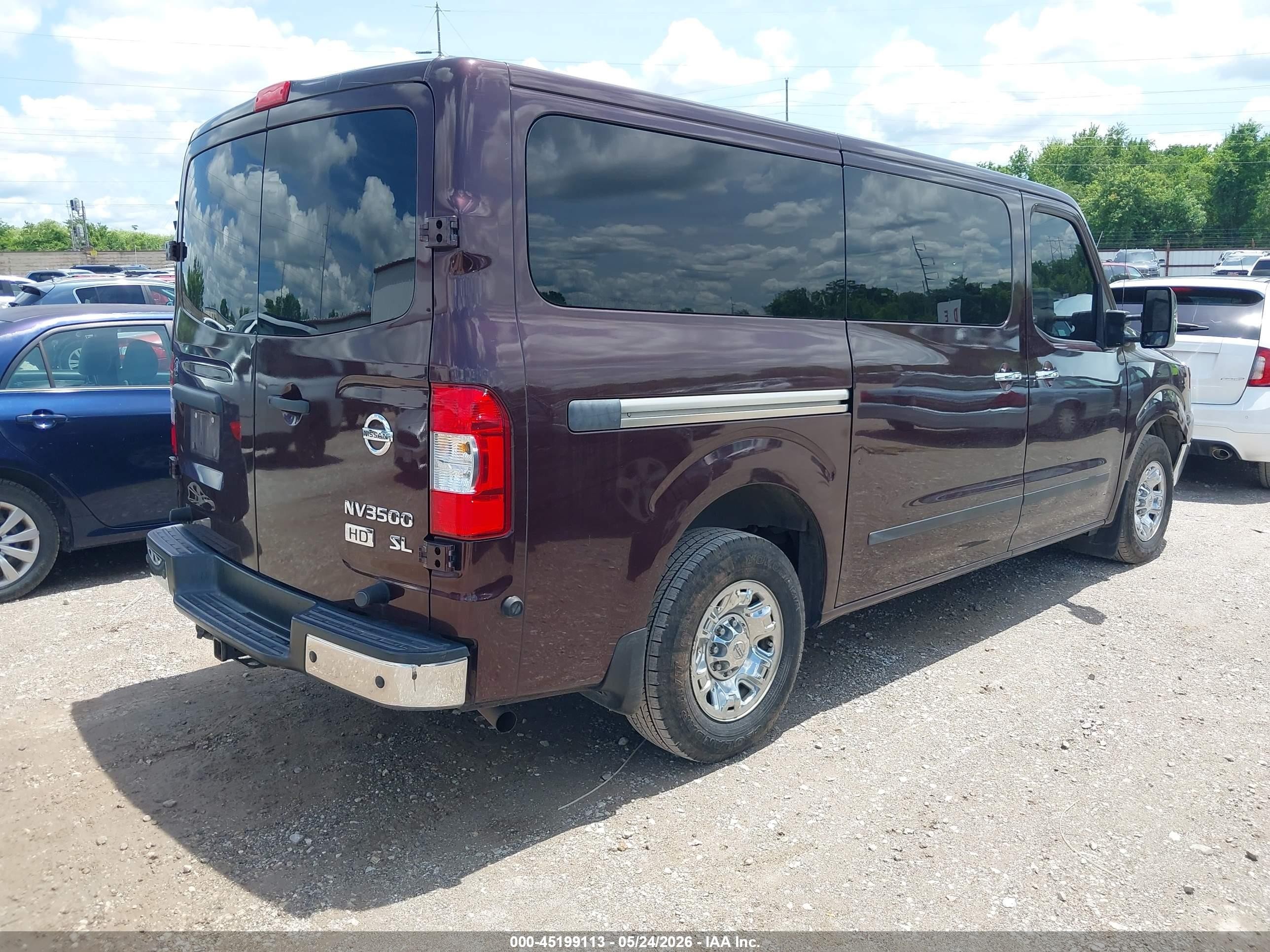 2013 Nissan Nv Passenger Nv3500 Hd Sl V8 Maroon vin: 5BZAF0AA8DN201289