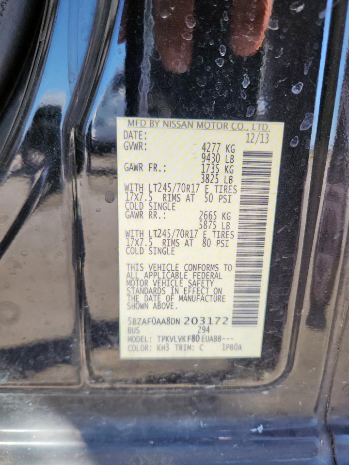 2013 Nissan Nv 3500 S Black vin: 5BZAF0AA8DN203172
