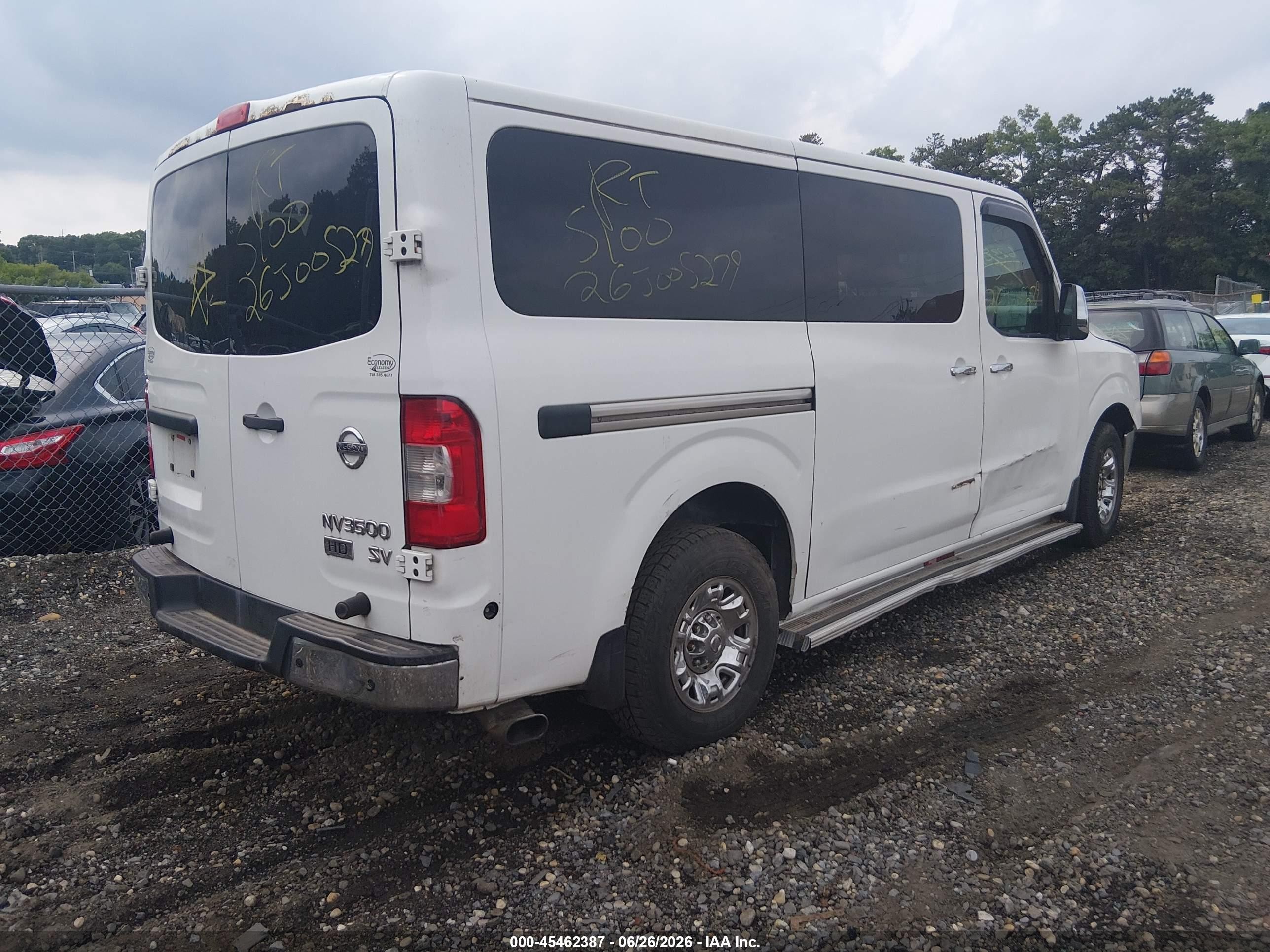 2013 Nissan Nv Passenger Nv3500 Hd Sv V8 White vin: 5BZAF0AA9DN201849