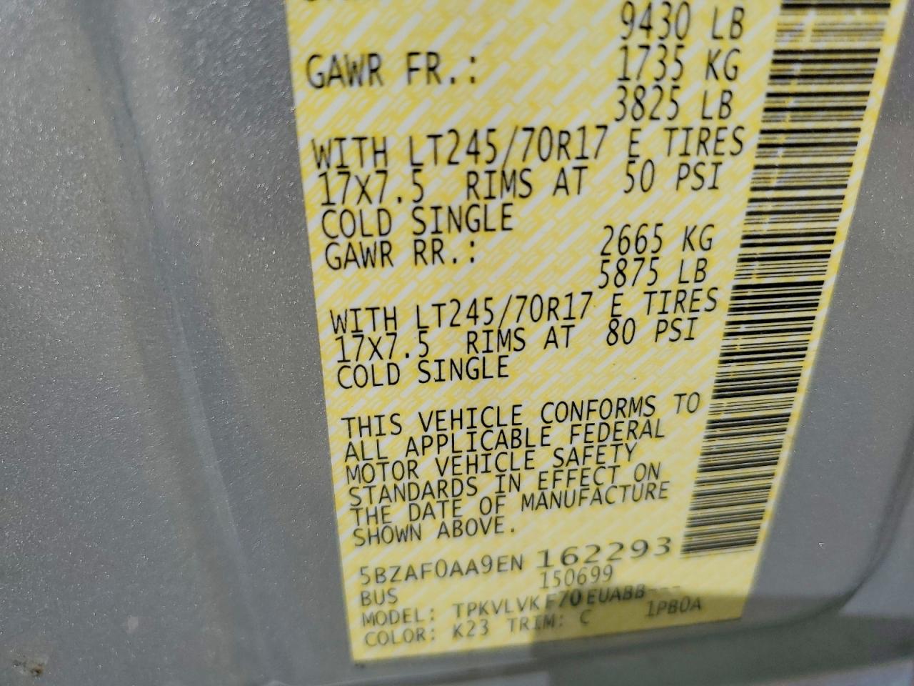 2014 Nissan Nv 3500 Hd S Silver vin: 5BZAF0AA9EN162293