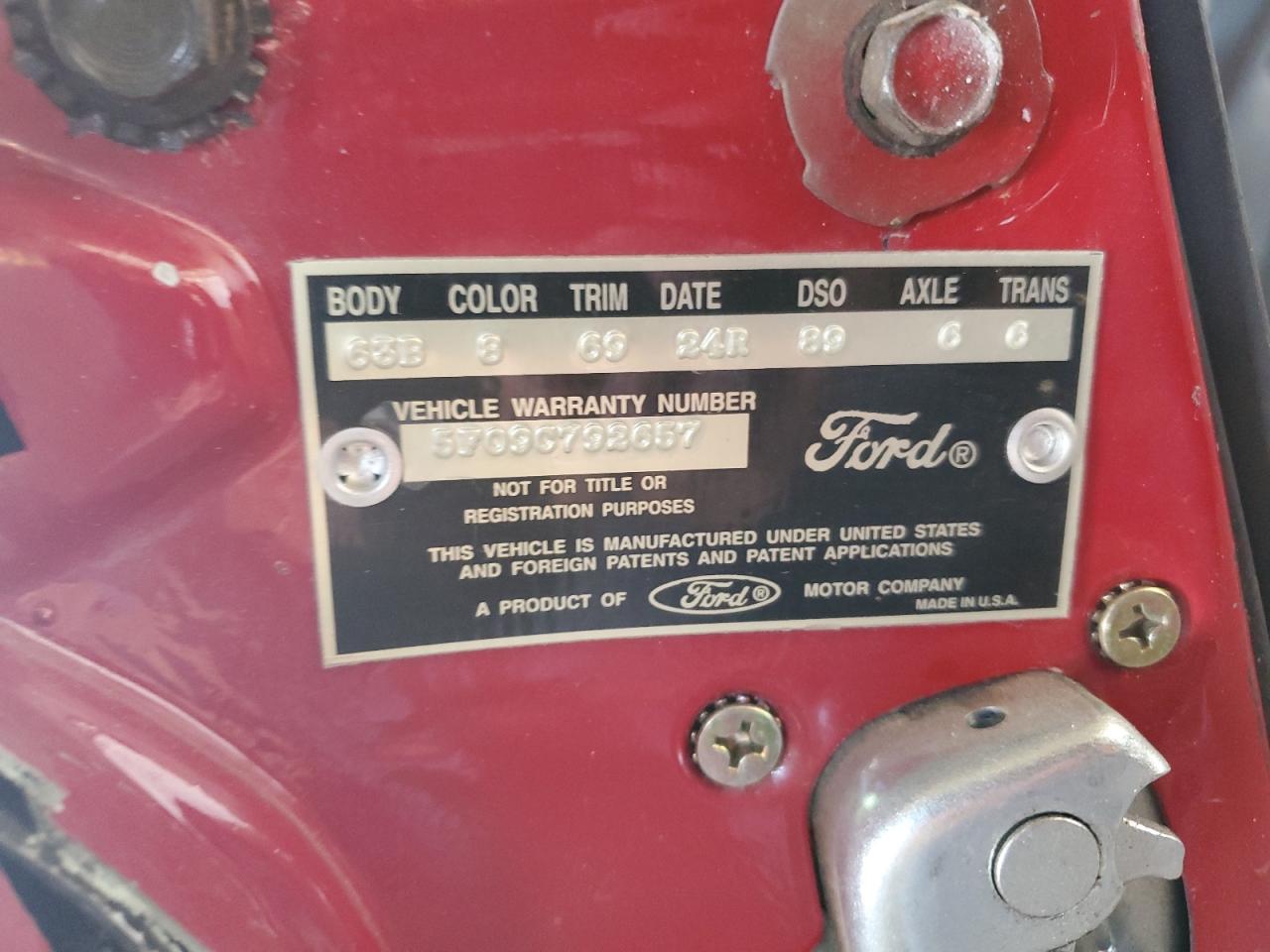 1965 Ford Uk Red vin: 5F09C792657