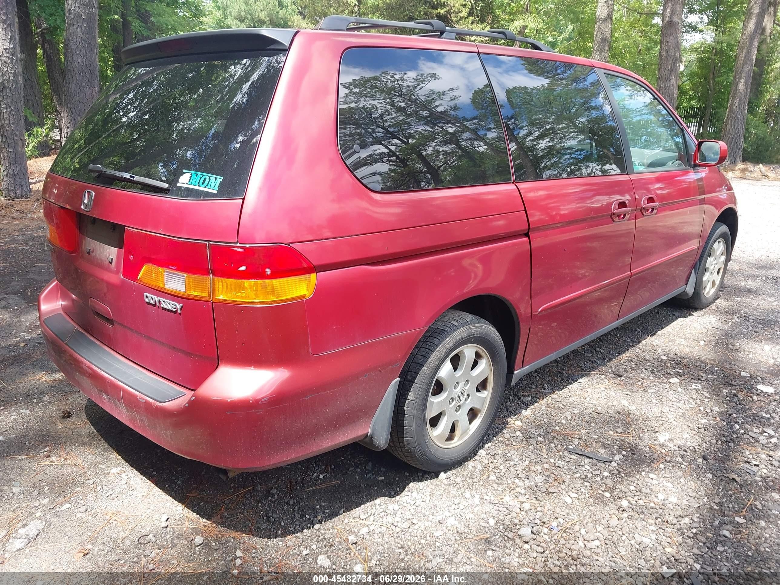 2003 Honda Odyssey Ex-l Red vin: 5FNRL18063B092987