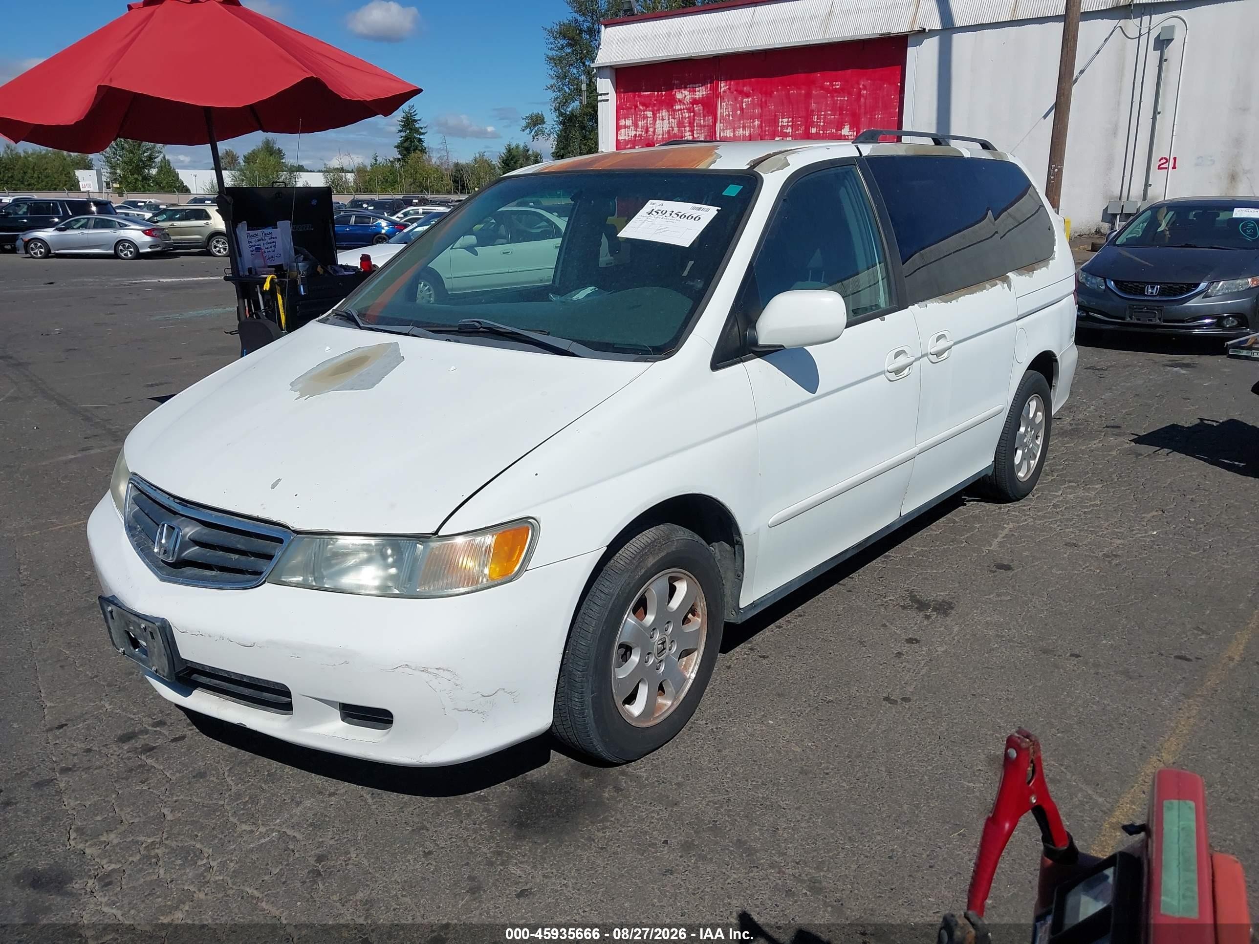 2003 Honda Odyssey Ex-l White vin: 5FNRL180X3B066098