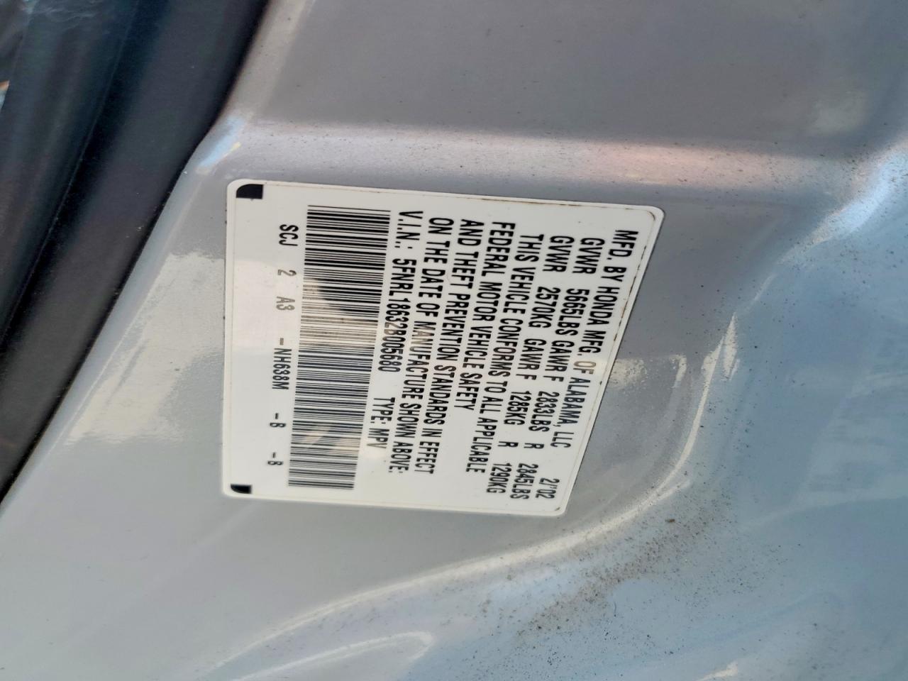2002 Honda Odyssey Ex Silver vin: 5FNRL18632B005680
