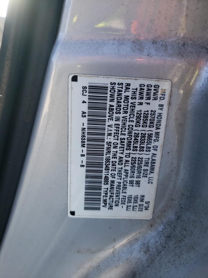 2004 Honda Odyssey Ex Silver vin: 5FNRL18634B114885