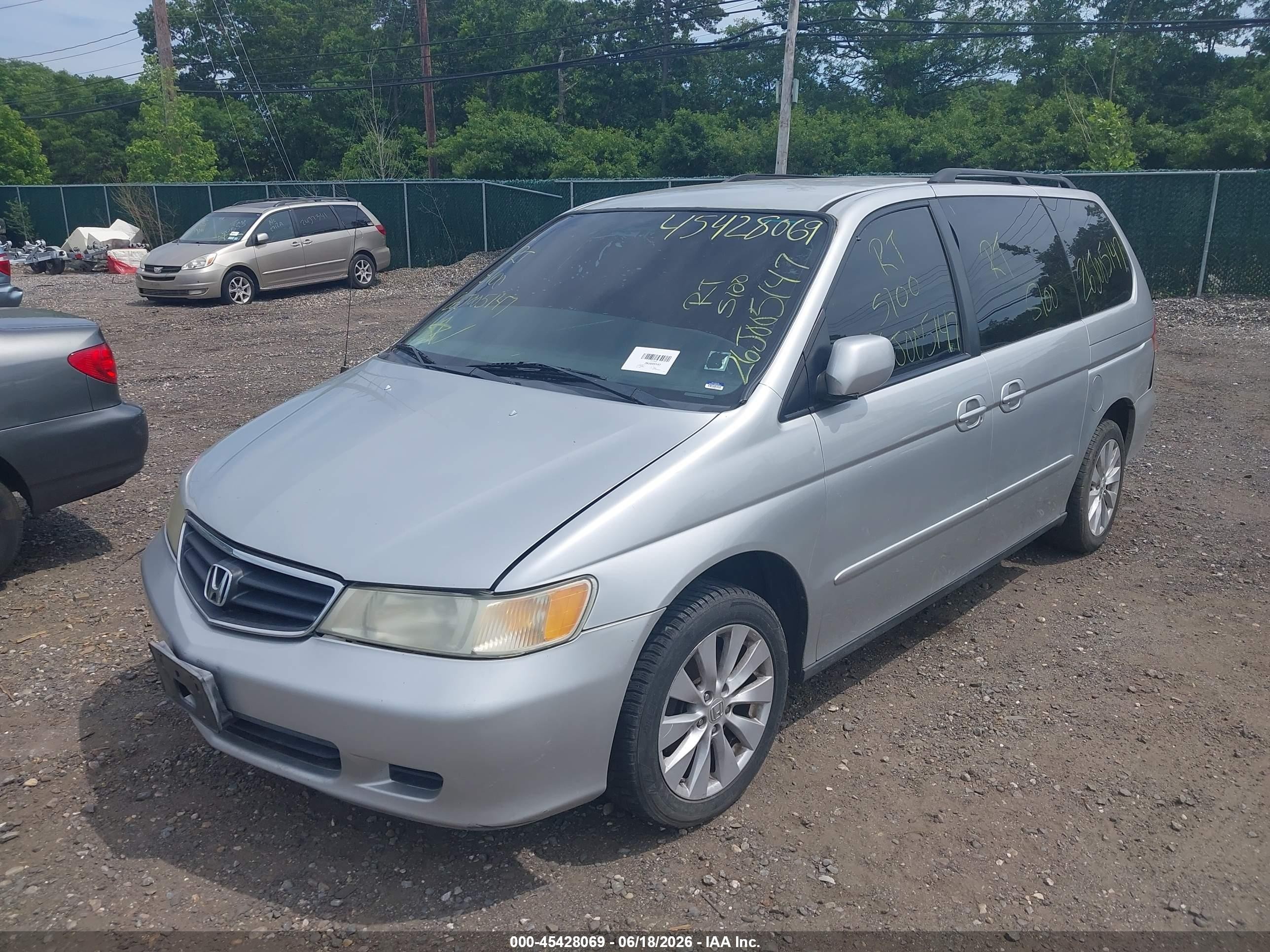 2002 Honda Odyssey Ex Silver vin: 5FNRL18642B046495