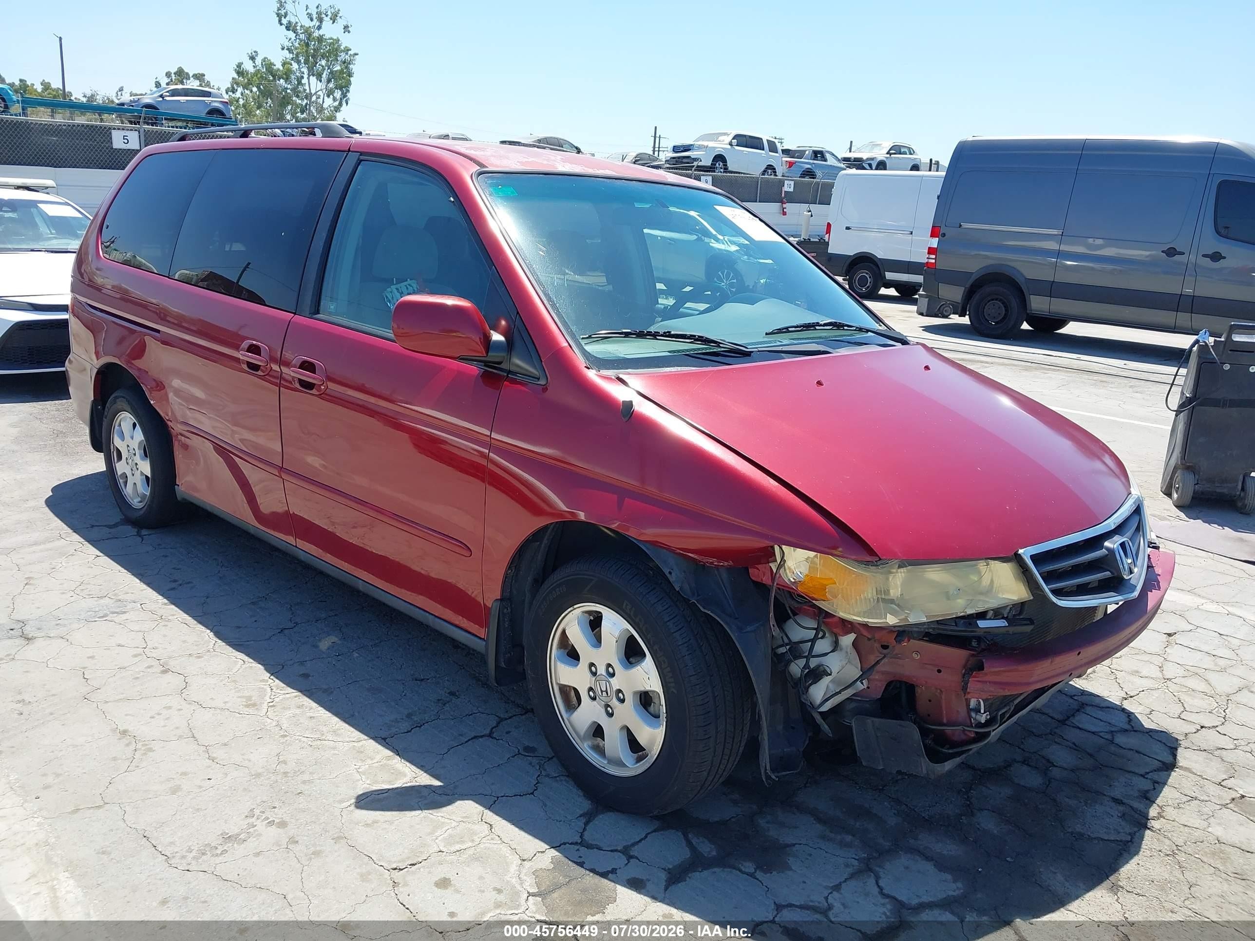 2003 Honda Odyssey Ex Red vin: 5FNRL18653B132481