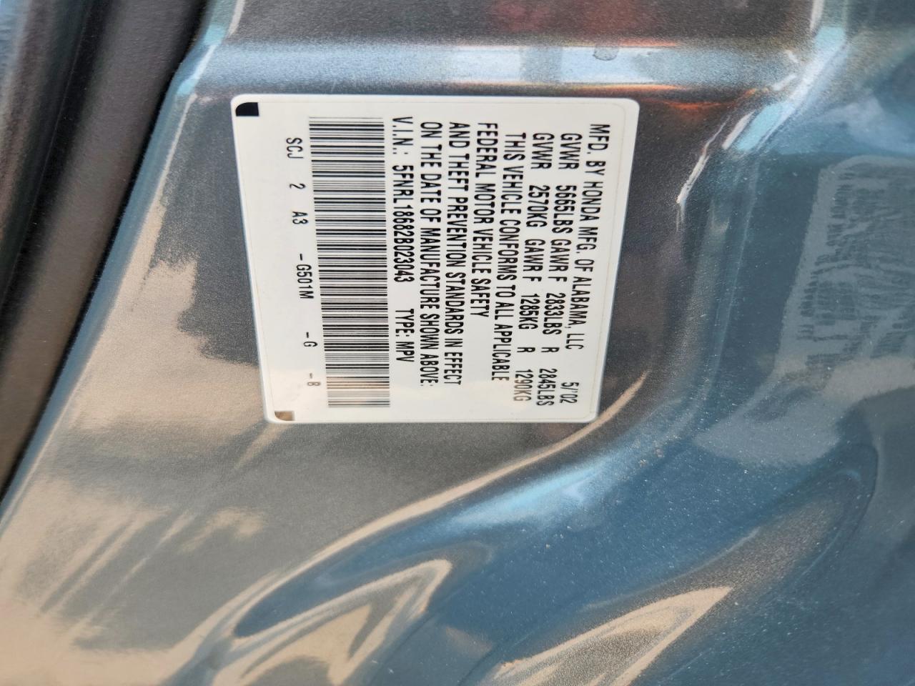 2002 Honda Odyssey Ex Gray vin: 5FNRL18682B023043
