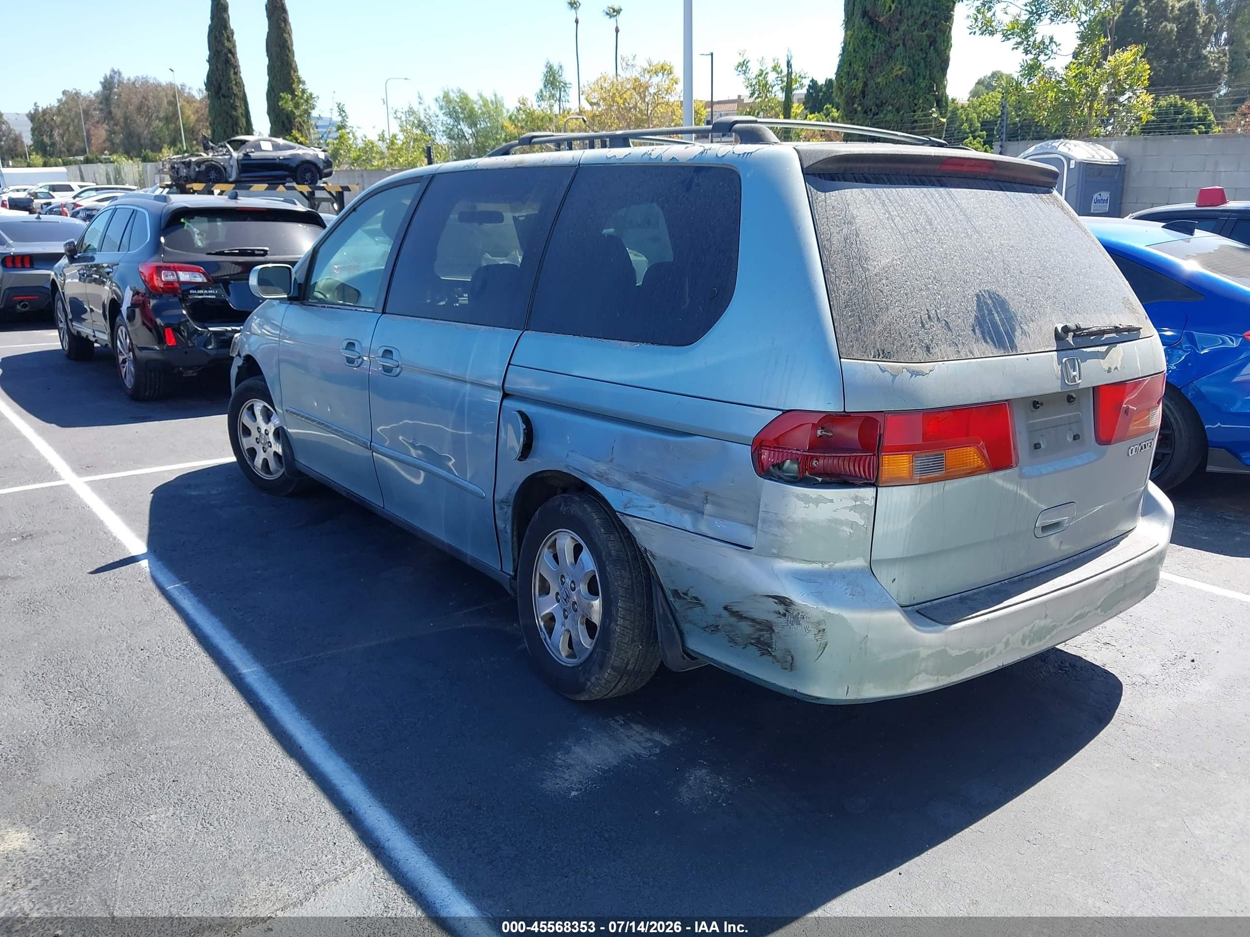 2003 Honda Odyssey Ex Light Blue vin: 5FNRL18693B114825