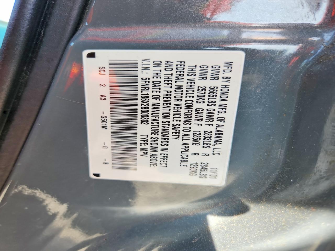 2002 Honda Odyssey Ex Gray vin: 5FNRL186X2B000802