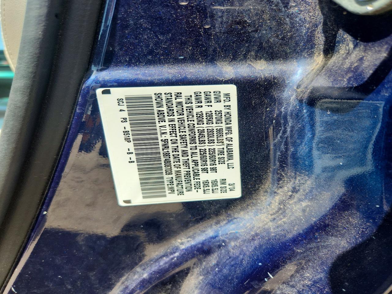 2004 Honda Odyssey Ex Blue vin: 5FNRL18874B087028
