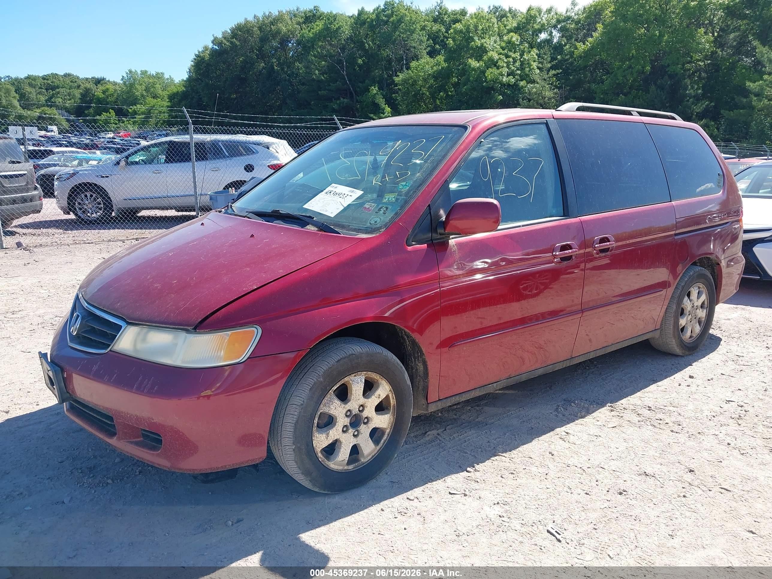 2003 Honda Odyssey Ex-l Red vin: 5FNRL18943B059968