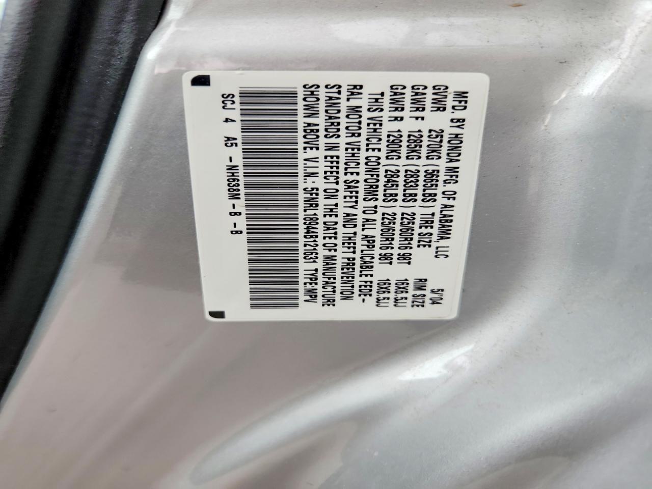 2004 Honda Odyssey Exl Серебряный vin: 5FNRL18944B121631