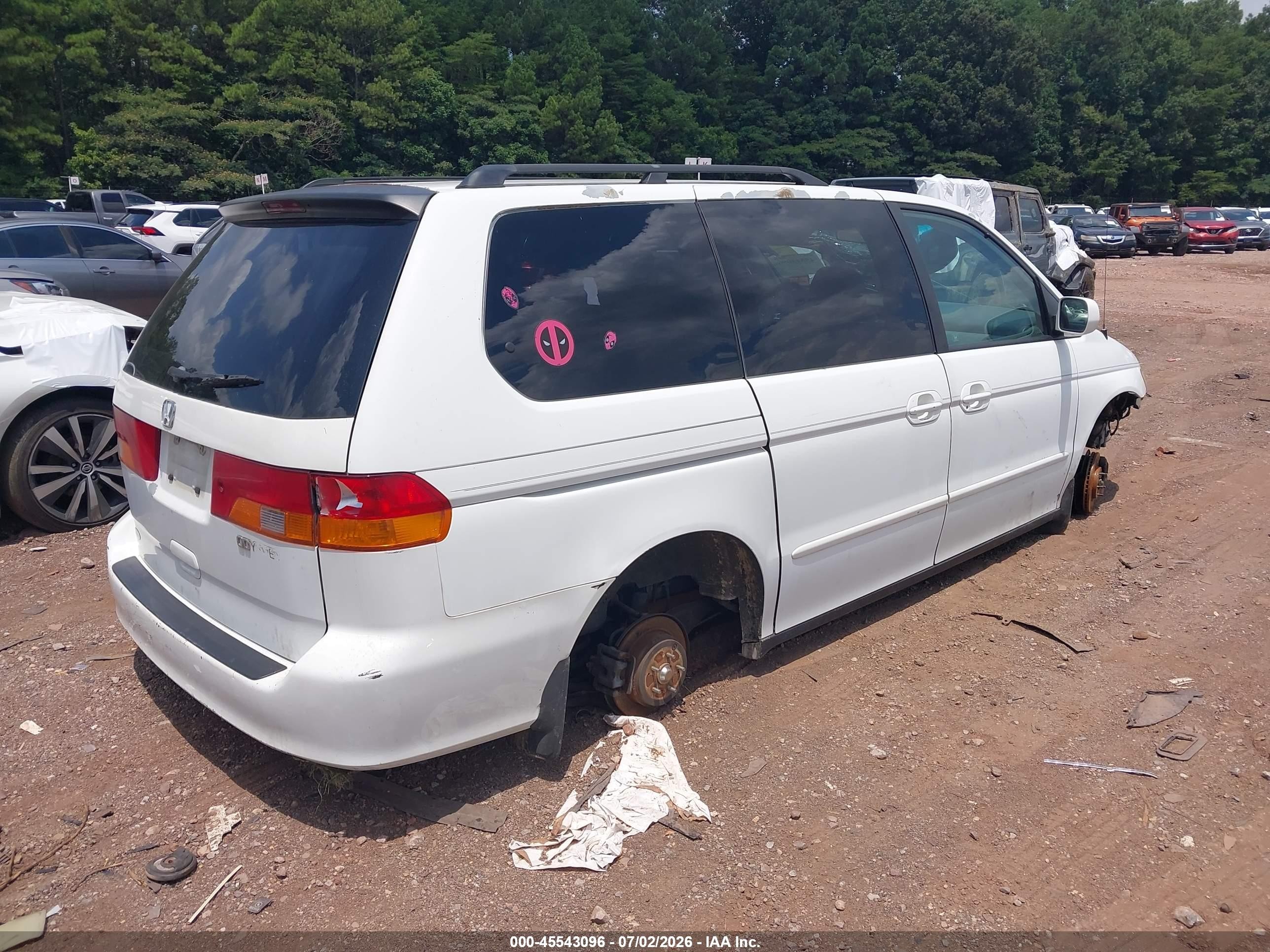 2002 Honda Odyssey Ex-l White vin: 5FNRL18952B029943