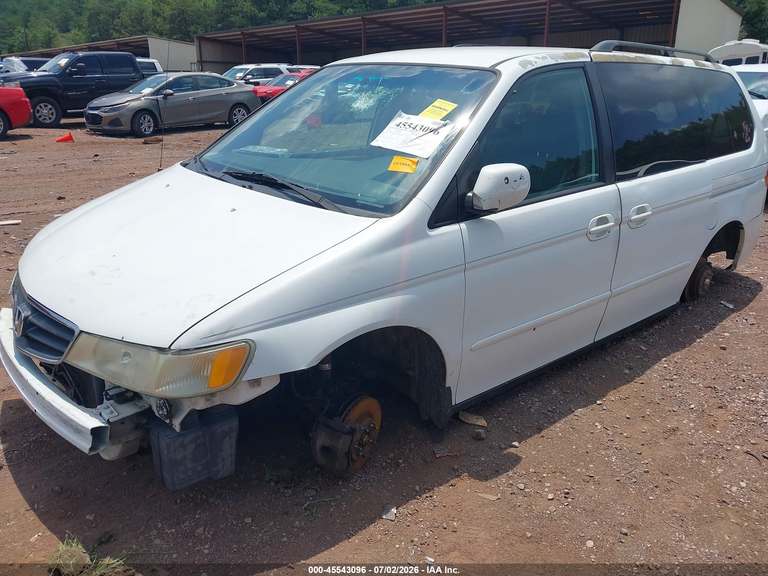 2002 Honda Odyssey Ex-l White vin: 5FNRL18952B029943