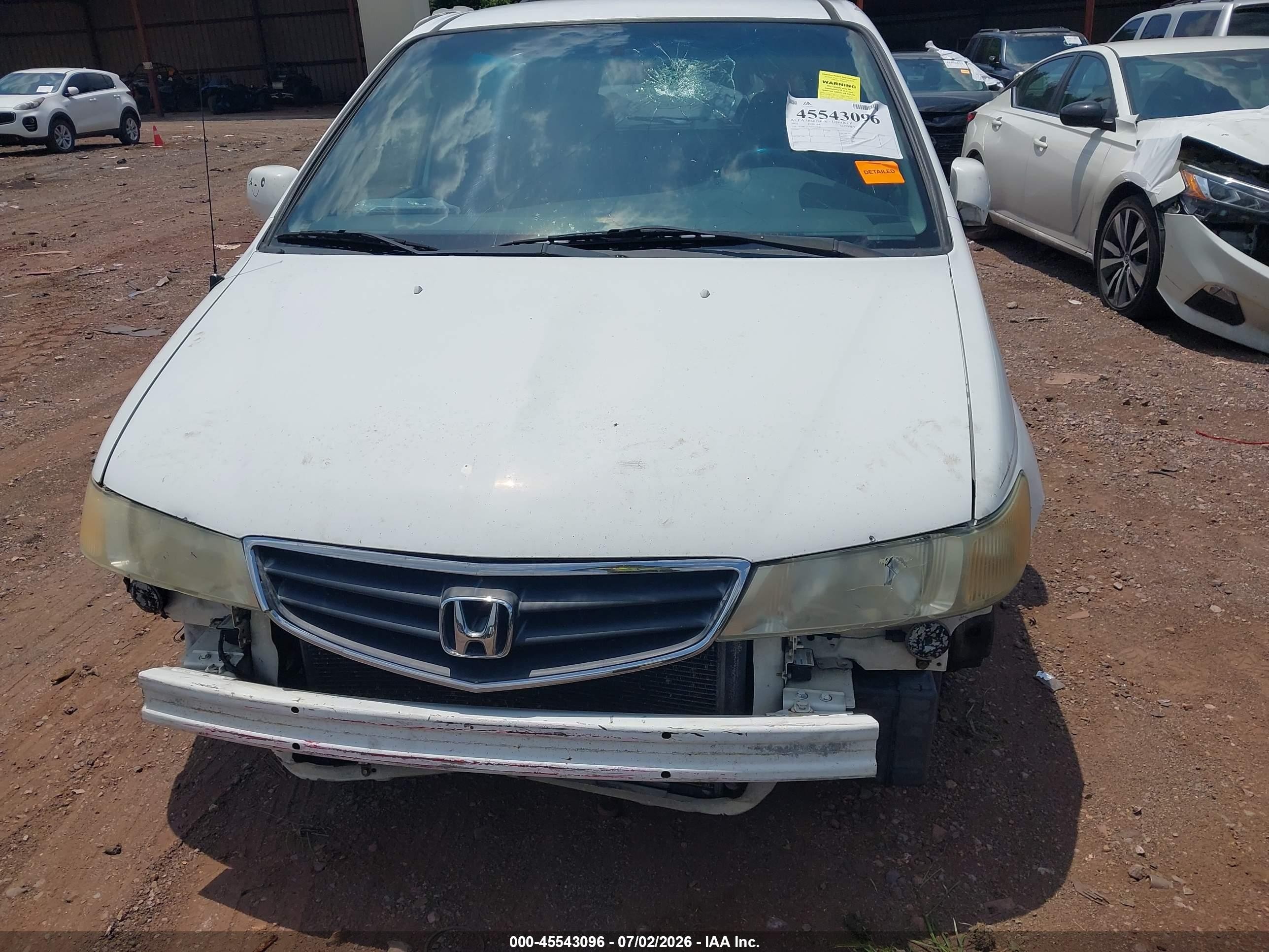 2002 Honda Odyssey Ex-l White vin: 5FNRL18952B029943