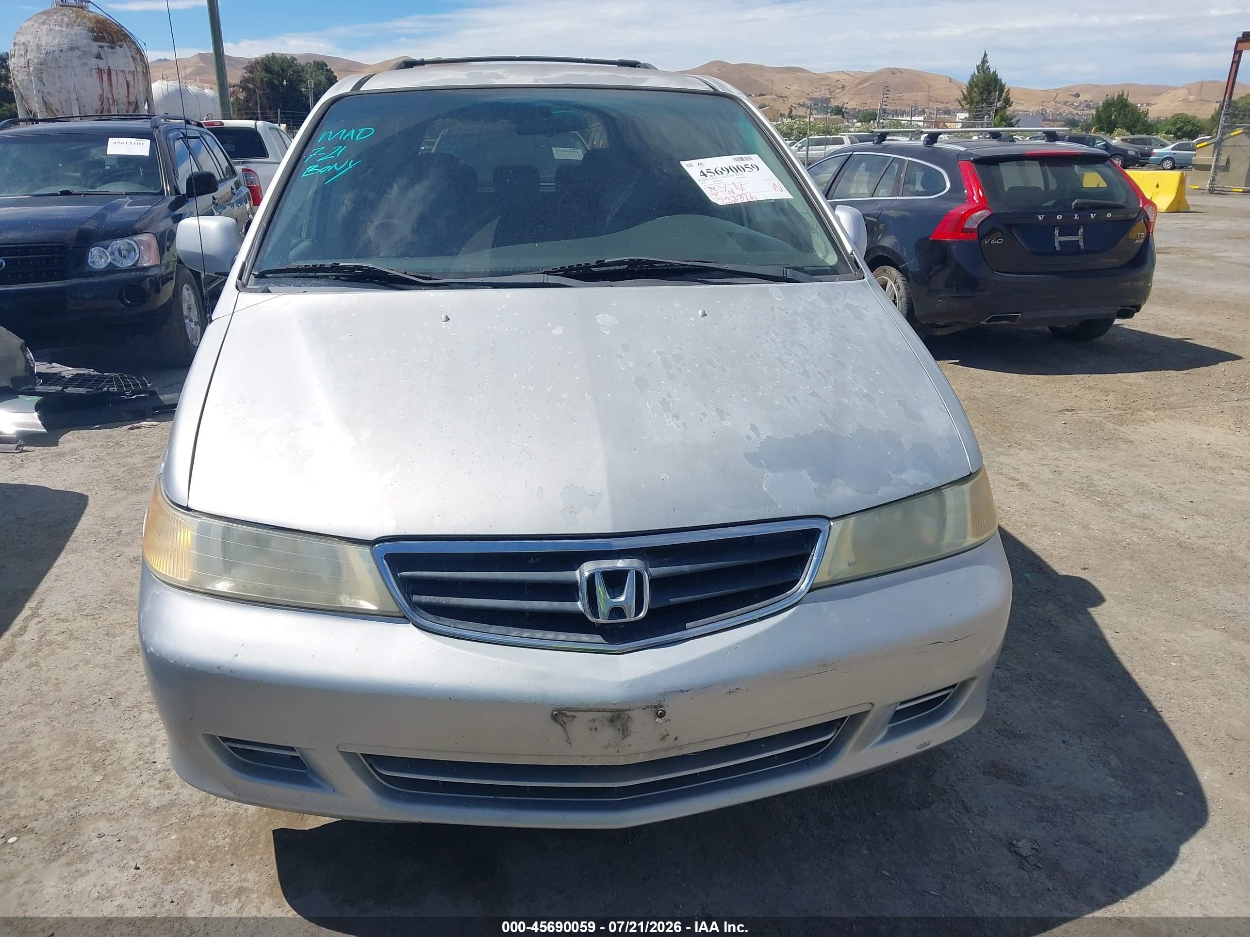 2003 Honda Odyssey Ex-l Gray vin: 5FNRL189X3B016316