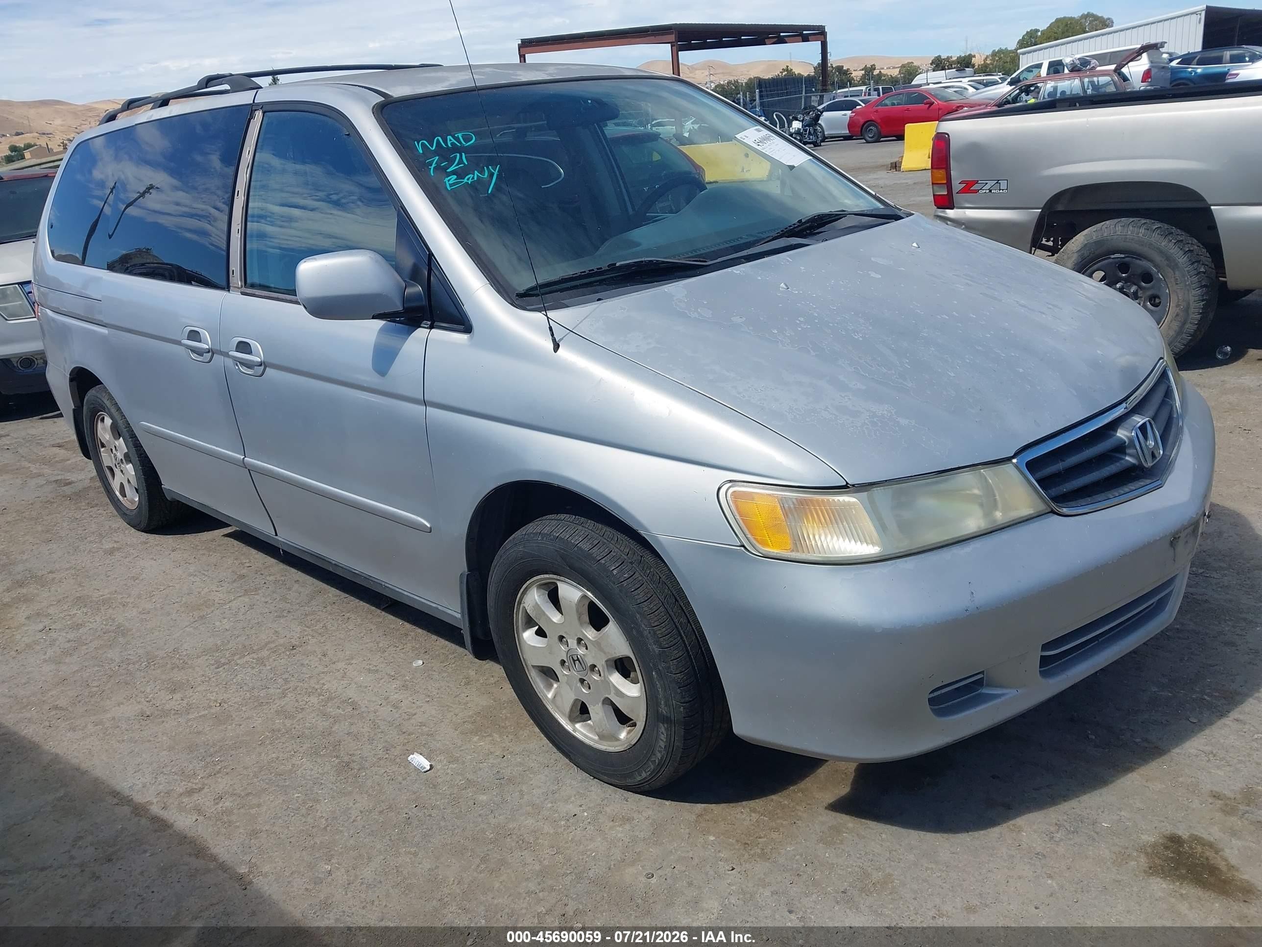 2003 Honda Odyssey Ex-l Gray vin: 5FNRL189X3B016316