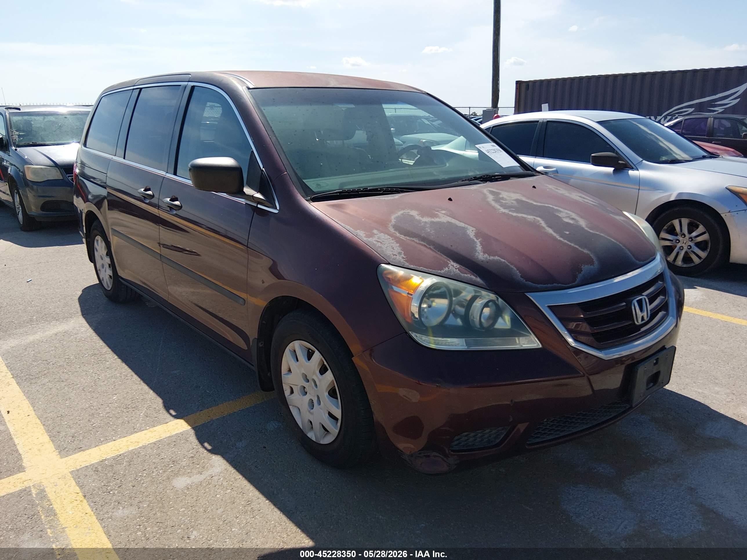 2009 Honda Odyssey Lx Maroon vin: 5FNRL38209B058629