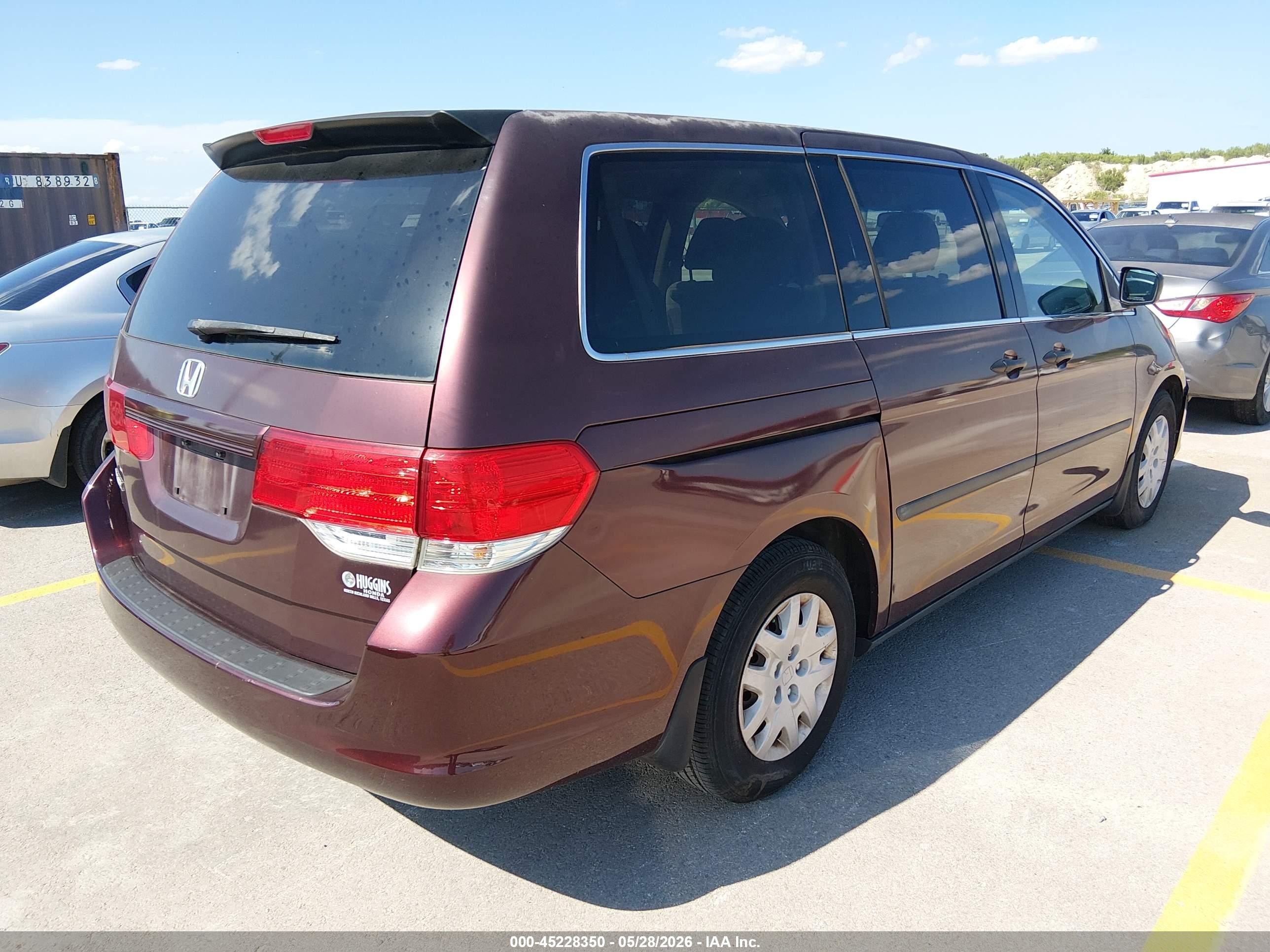 2009 Honda Odyssey Lx Maroon vin: 5FNRL38209B058629
