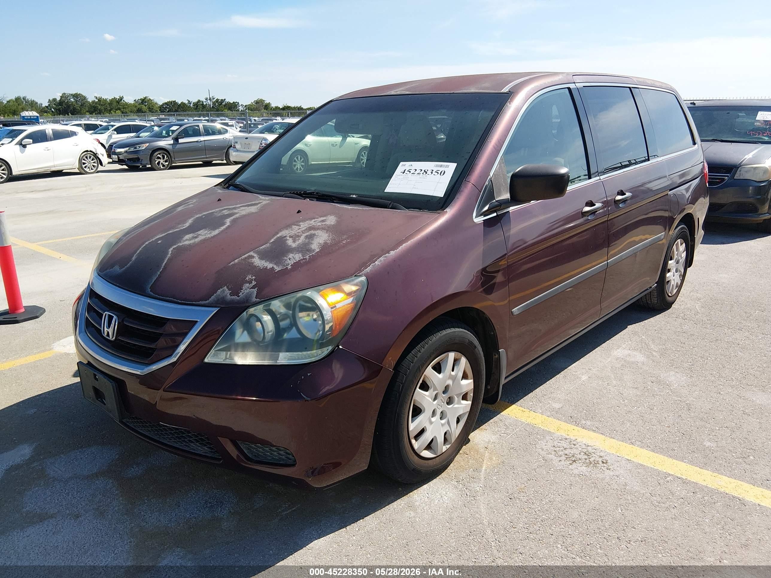 2009 Honda Odyssey Lx Maroon vin: 5FNRL38209B058629