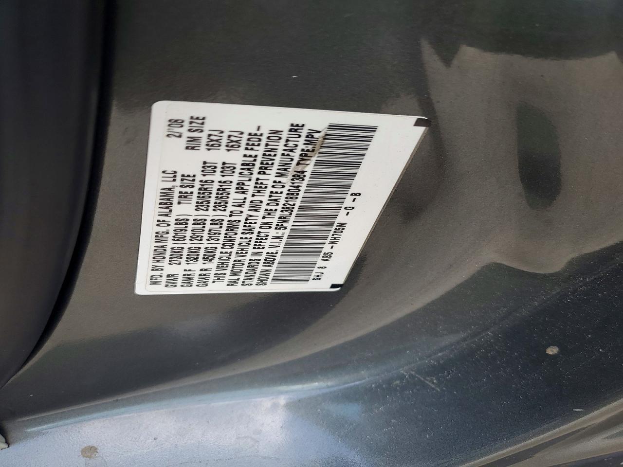 2008 Honda Odyssey Lx Gray vin: 5FNRL38218B041384
