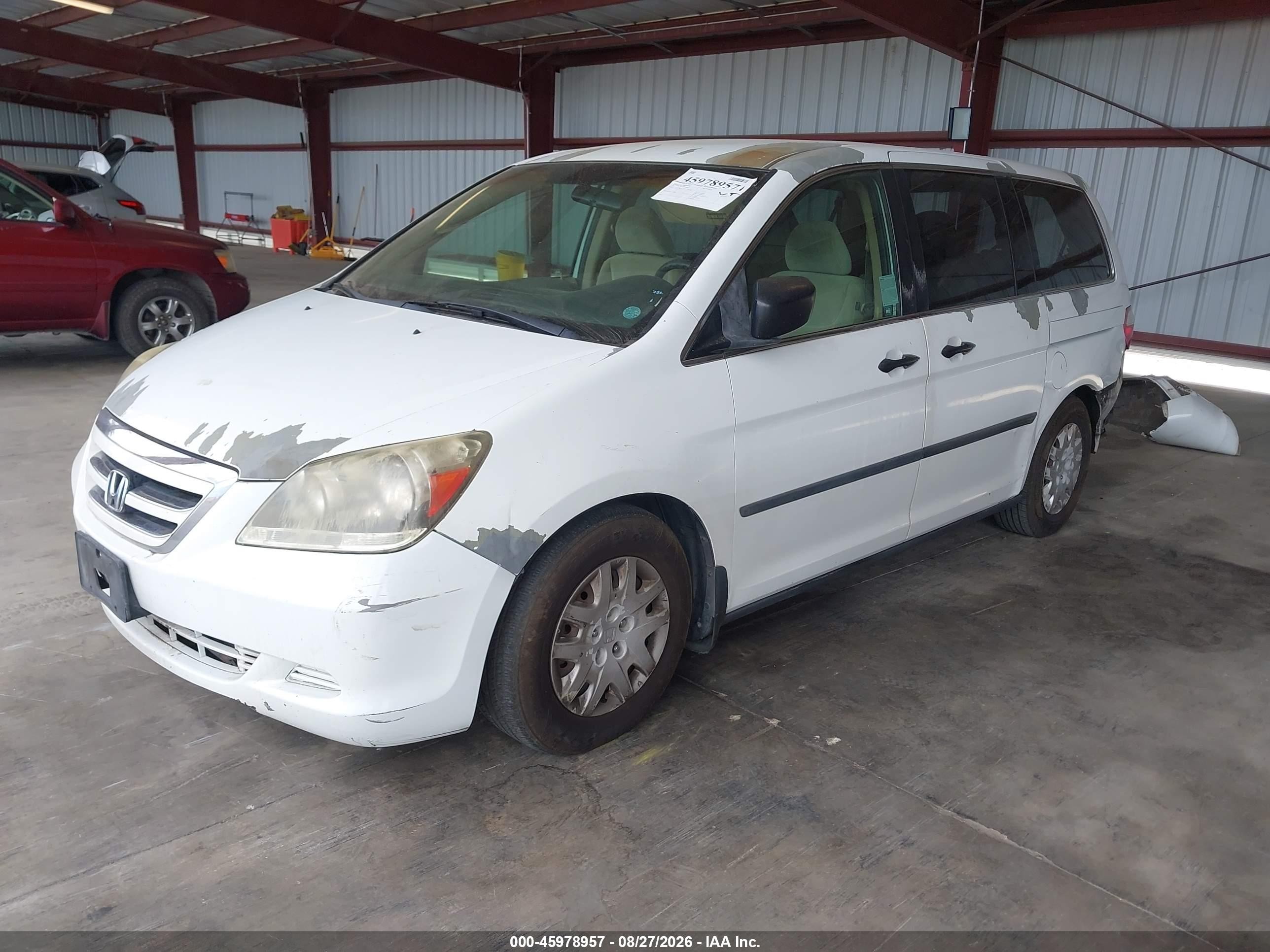 2007 Honda Odyssey Lx White vin: 5FNRL38227B111683