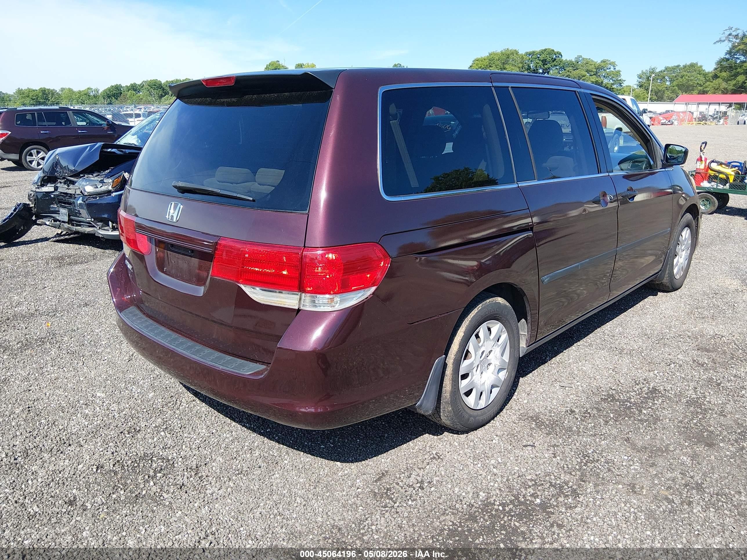 2009 Honda Odyssey Lx Burgundy vin: 5FNRL38229B048720