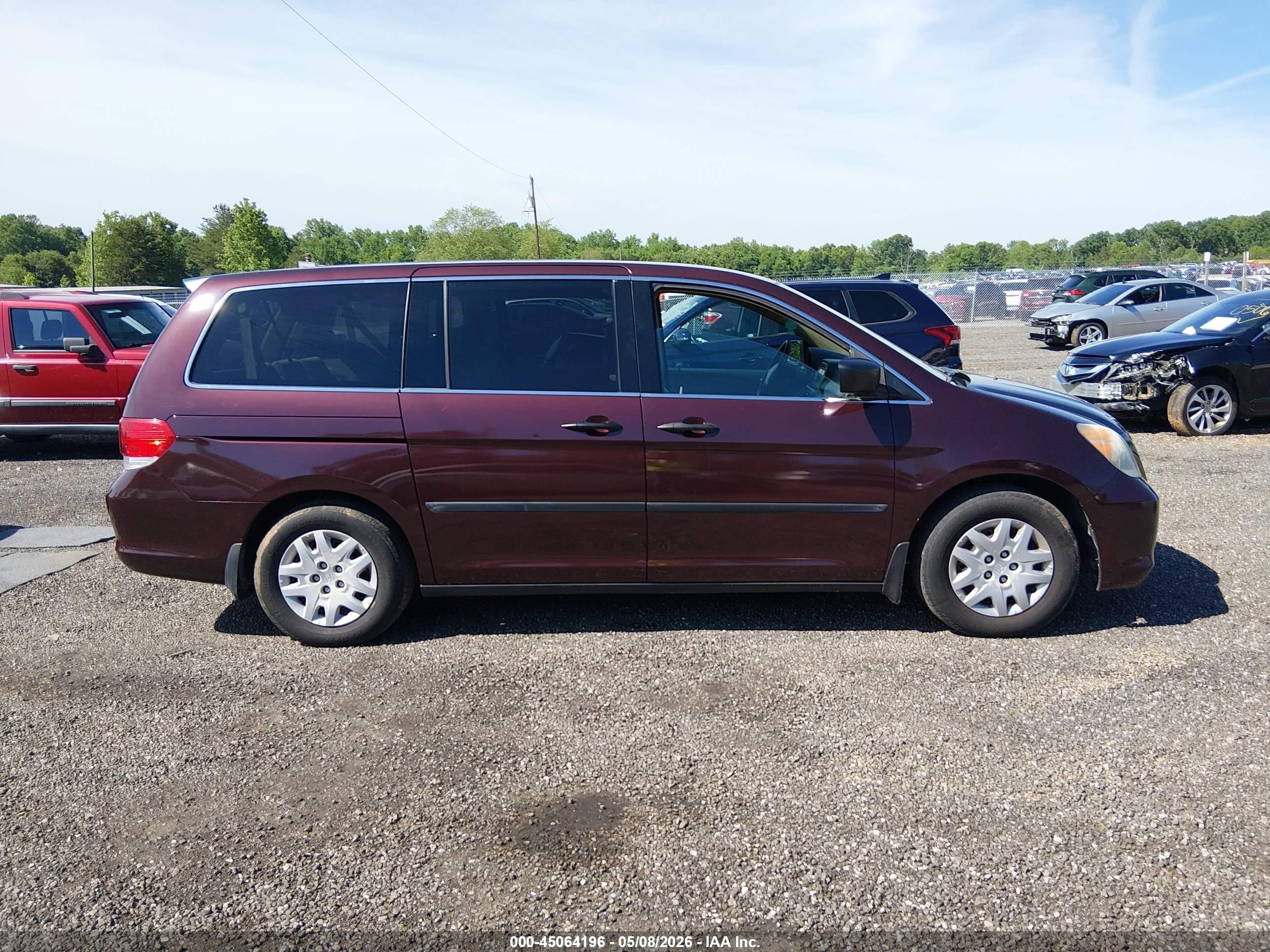 2009 Honda Odyssey Lx Burgundy vin: 5FNRL38229B048720