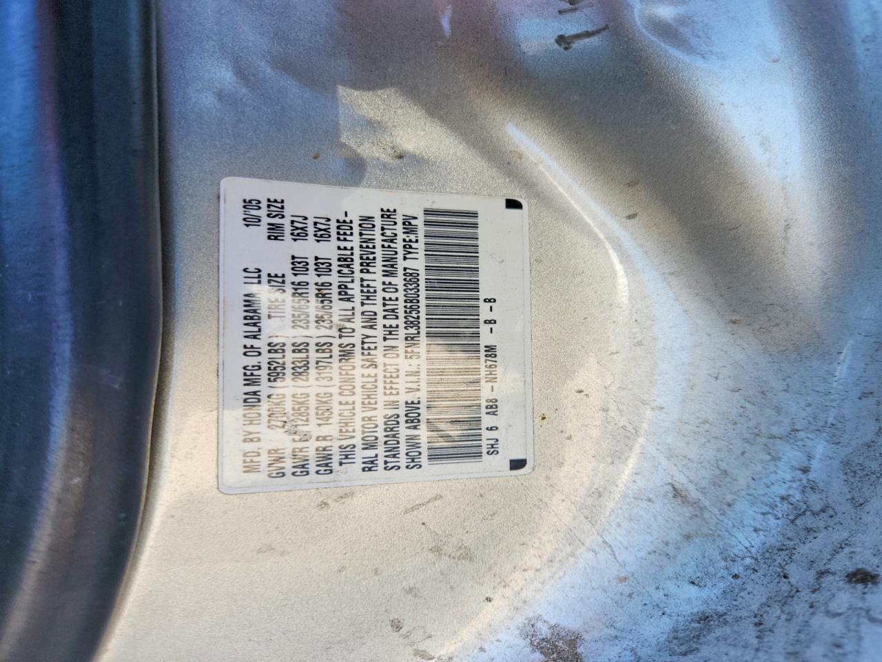 2006 Honda Odyssey Lx Серебряный vin: 5FNRL38256B033687