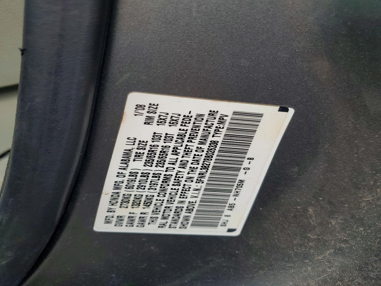 2008 Honda Odyssey Lx Gray vin: 5FNRL38278B026338