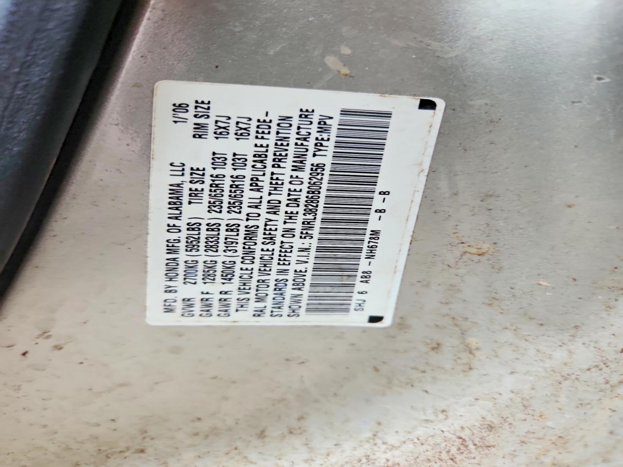 2006 Honda Odyssey Lx Silver vin: 5FNRL38286B062956