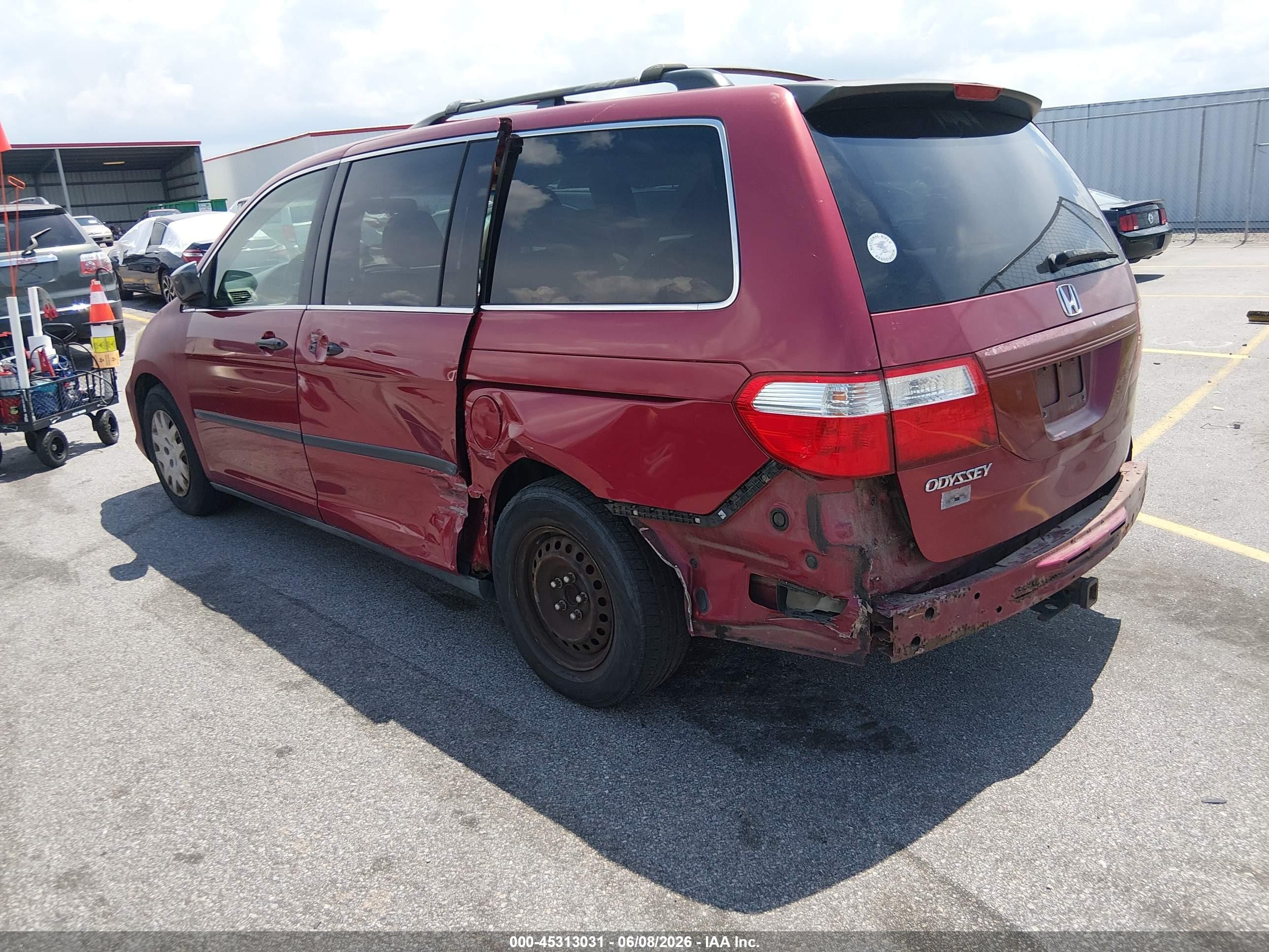 2006 Honda Odyssey Lx Red vin: 5FNRL38286B076193