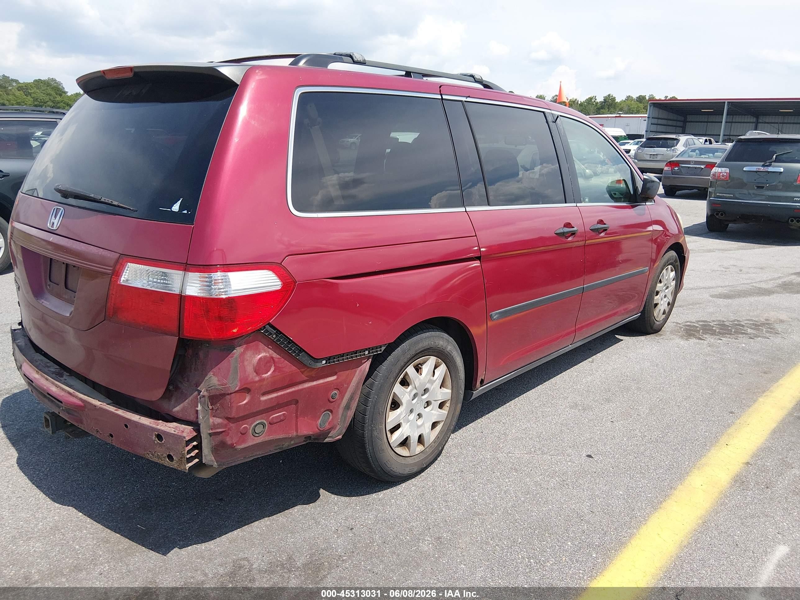 2006 Honda Odyssey Lx Red vin: 5FNRL38286B076193