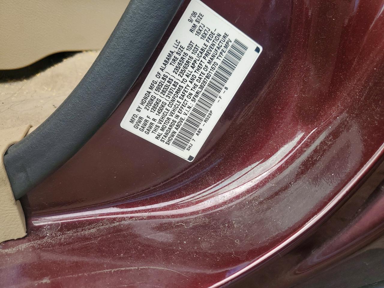 2007 Honda Odyssey Lx Темно-бордовый vin: 5FNRL38287B011670
