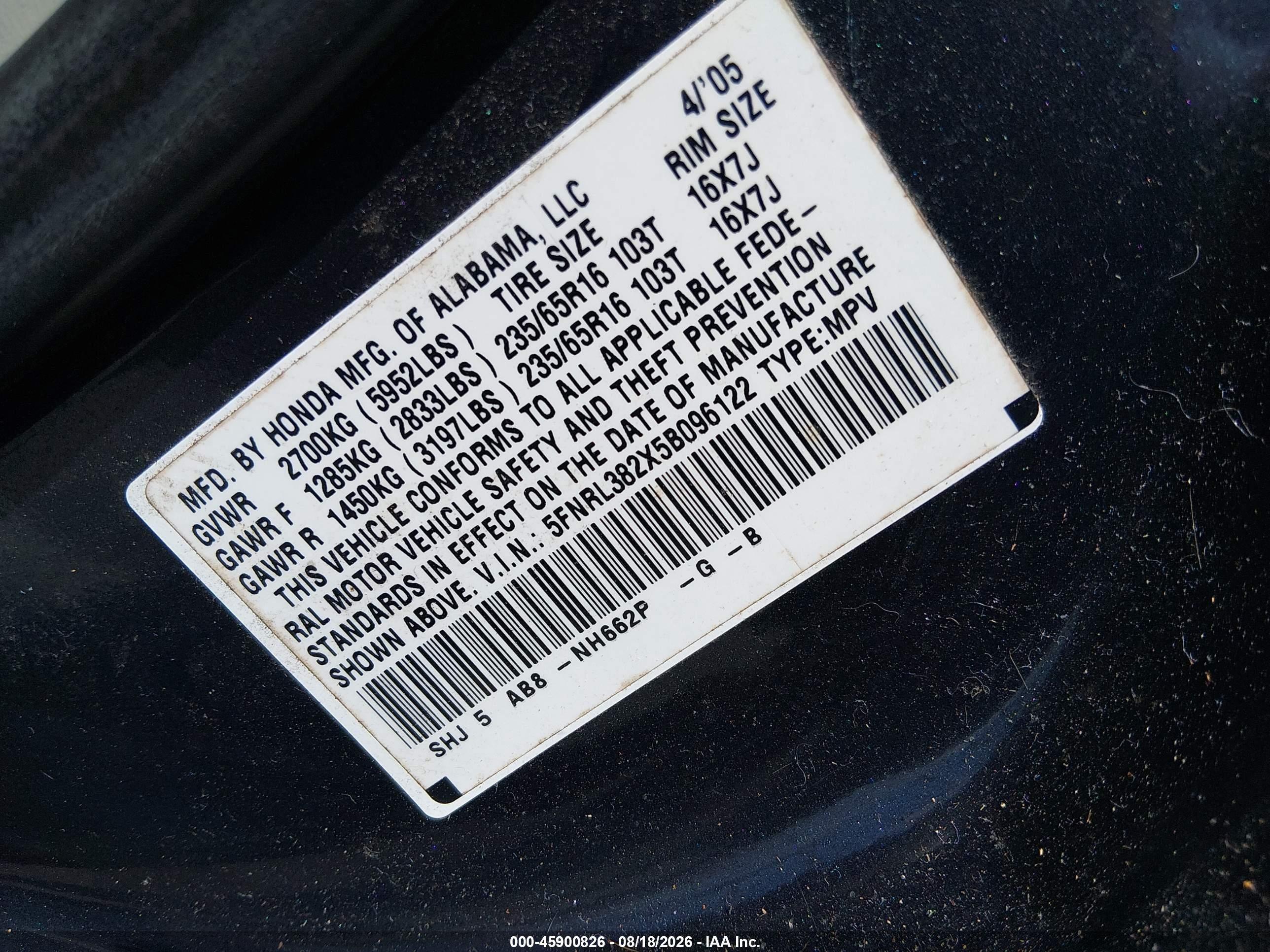 2005 Honda Odyssey Lx Gray vin: 5FNRL382X5B096122