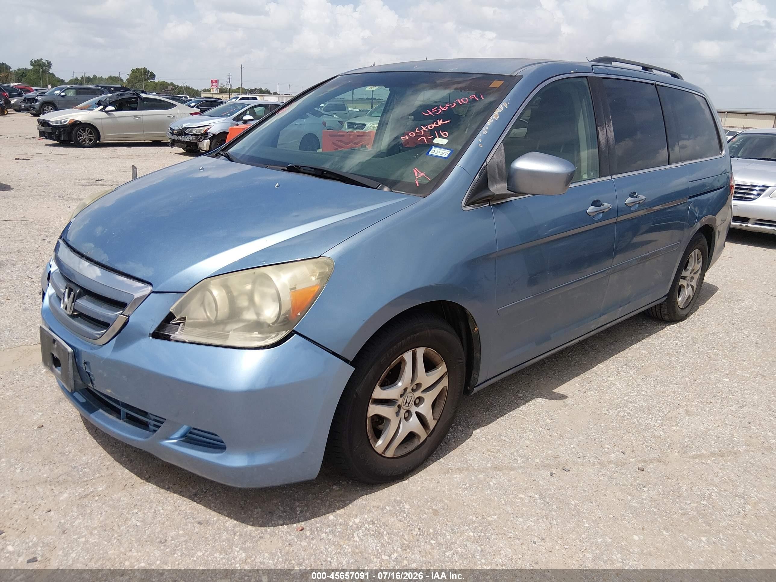 2005 Honda Odyssey Ex Light Blue vin: 5FNRL38405B033287