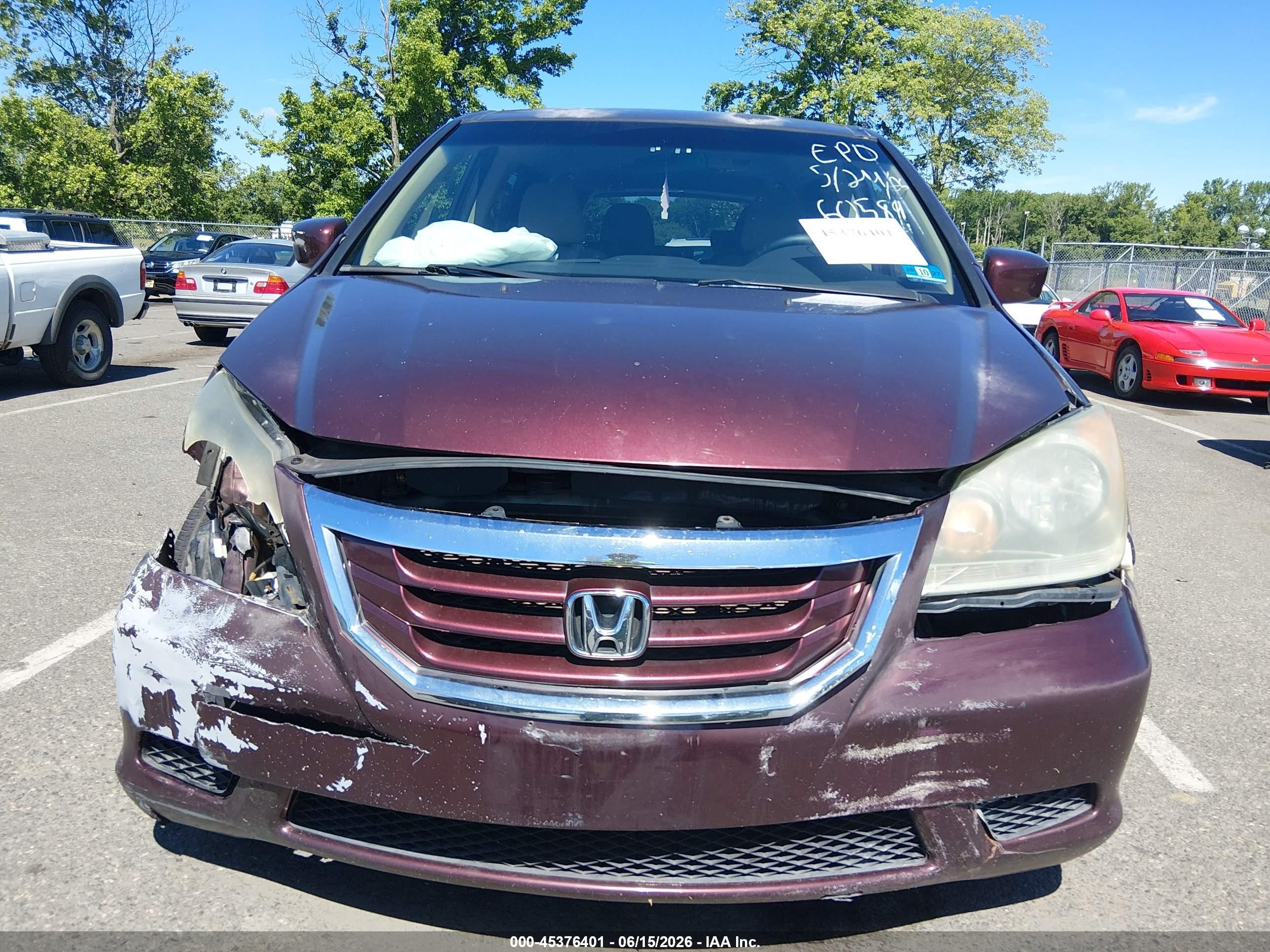 2008 Honda Odyssey Ex Red vin: 5FNRL38428B060589