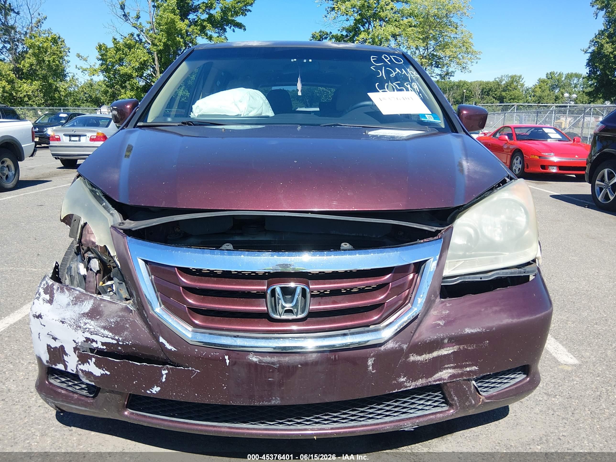 2008 Honda Odyssey Ex Red vin: 5FNRL38428B060589