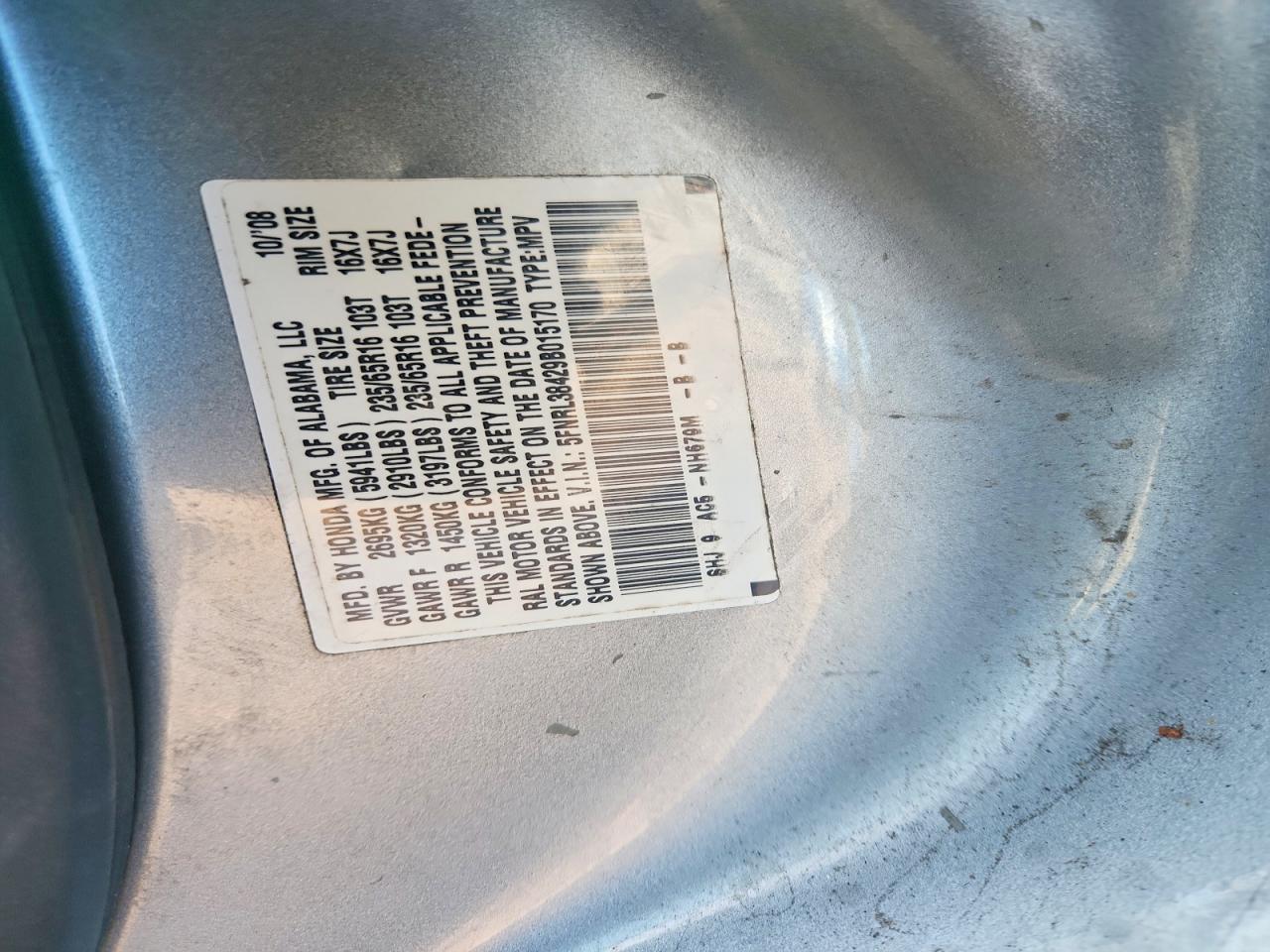 2009 Honda Odyssey Ex Silver vin: 5FNRL38429B015170