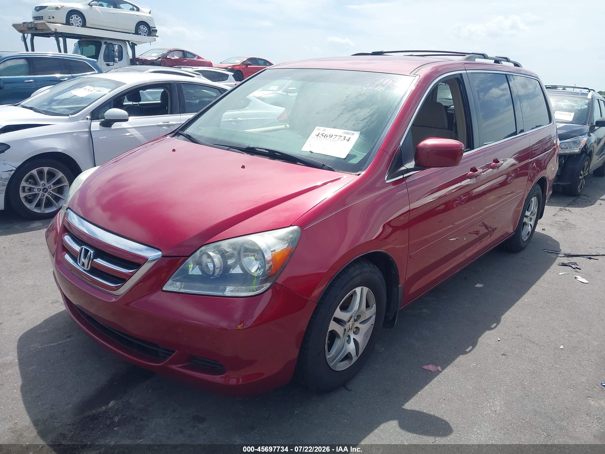 2005 Honda Odyssey Ex Red vin: 5FNRL38435B421176