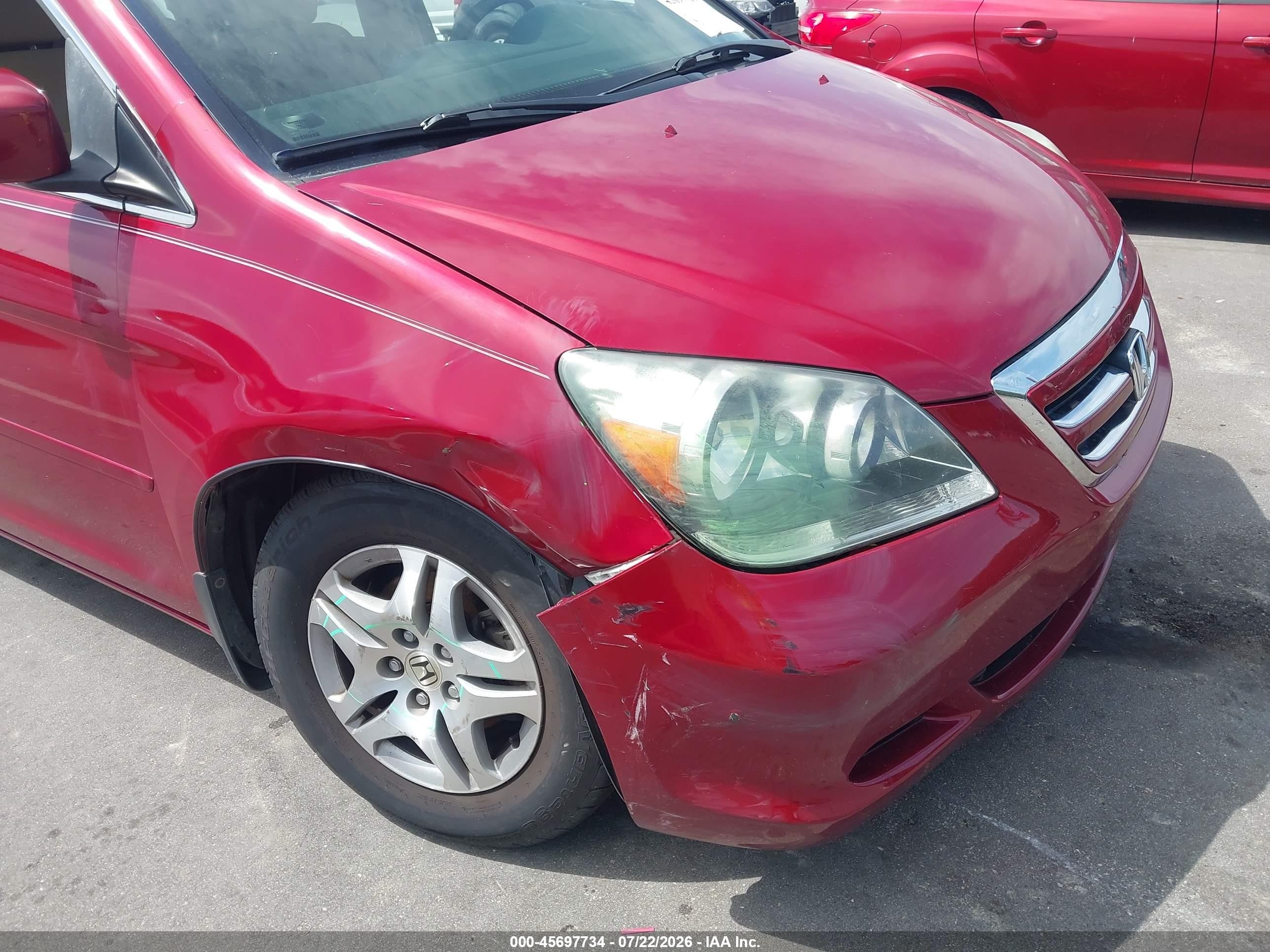 2005 Honda Odyssey Ex Red vin: 5FNRL38435B421176