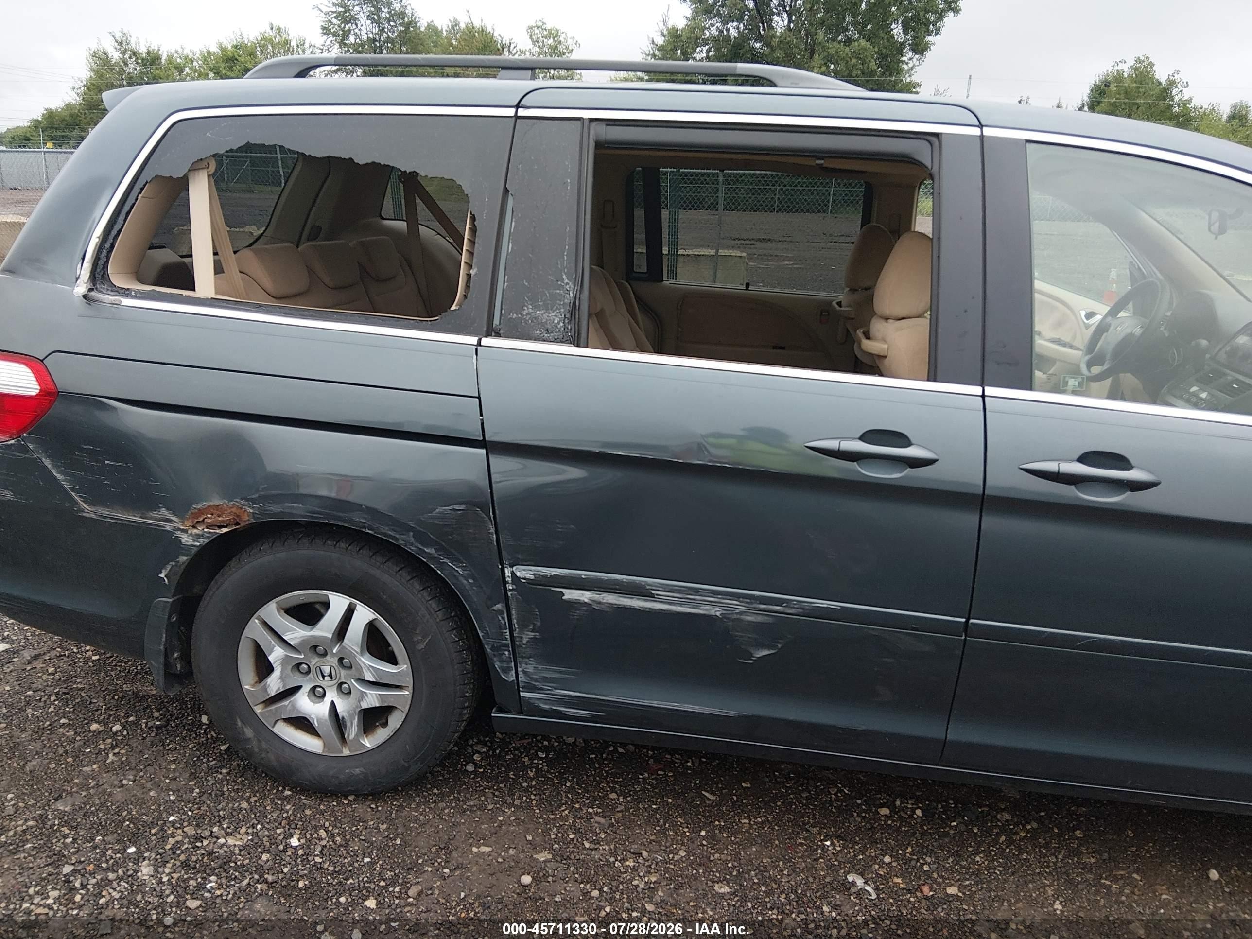 2005 Honda Odyssey Ex Gray vin: 5FNRL38445B116446