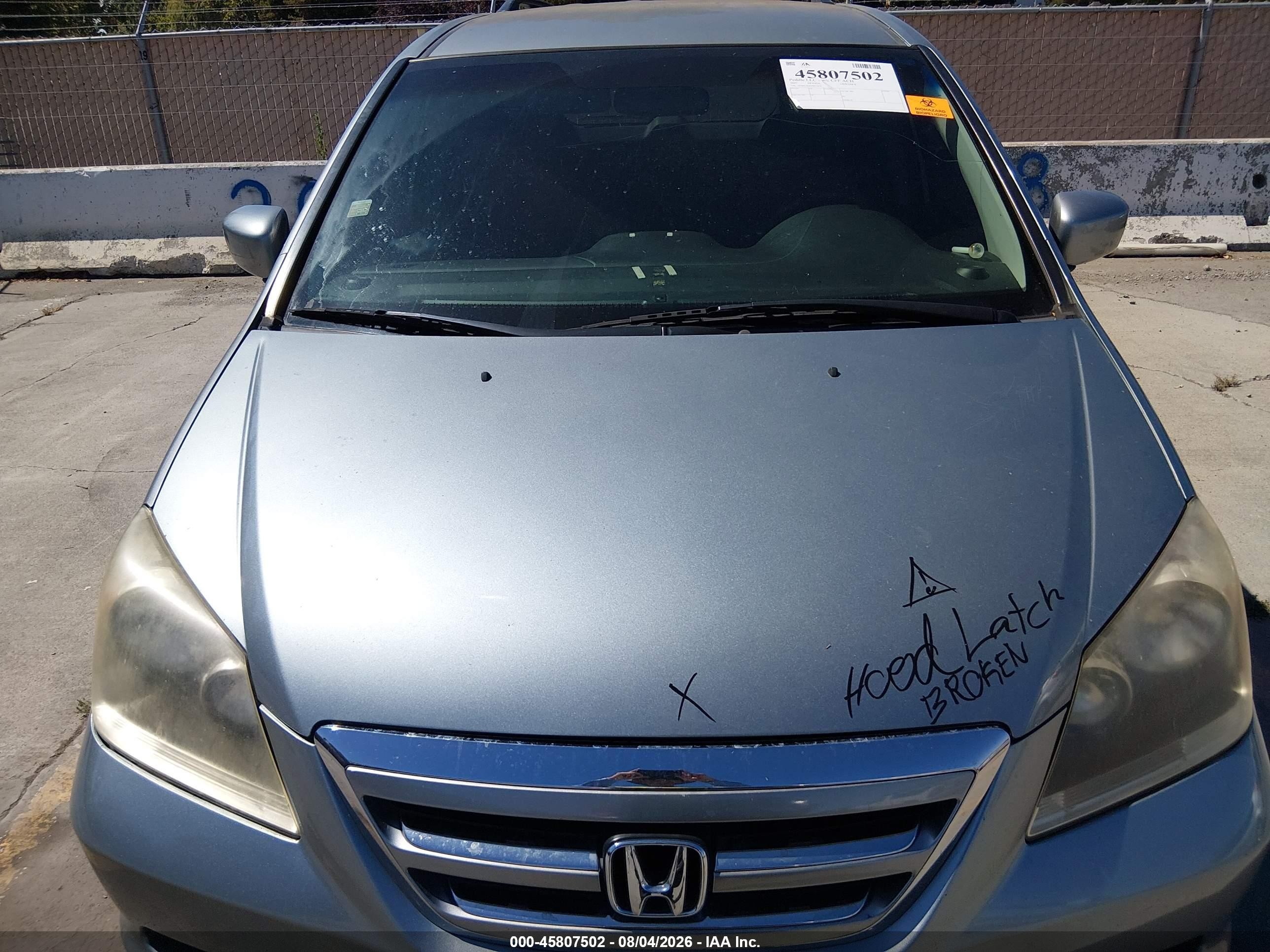 2007 Honda Odyssey Ex Light Blue vin: 5FNRL38467B015699