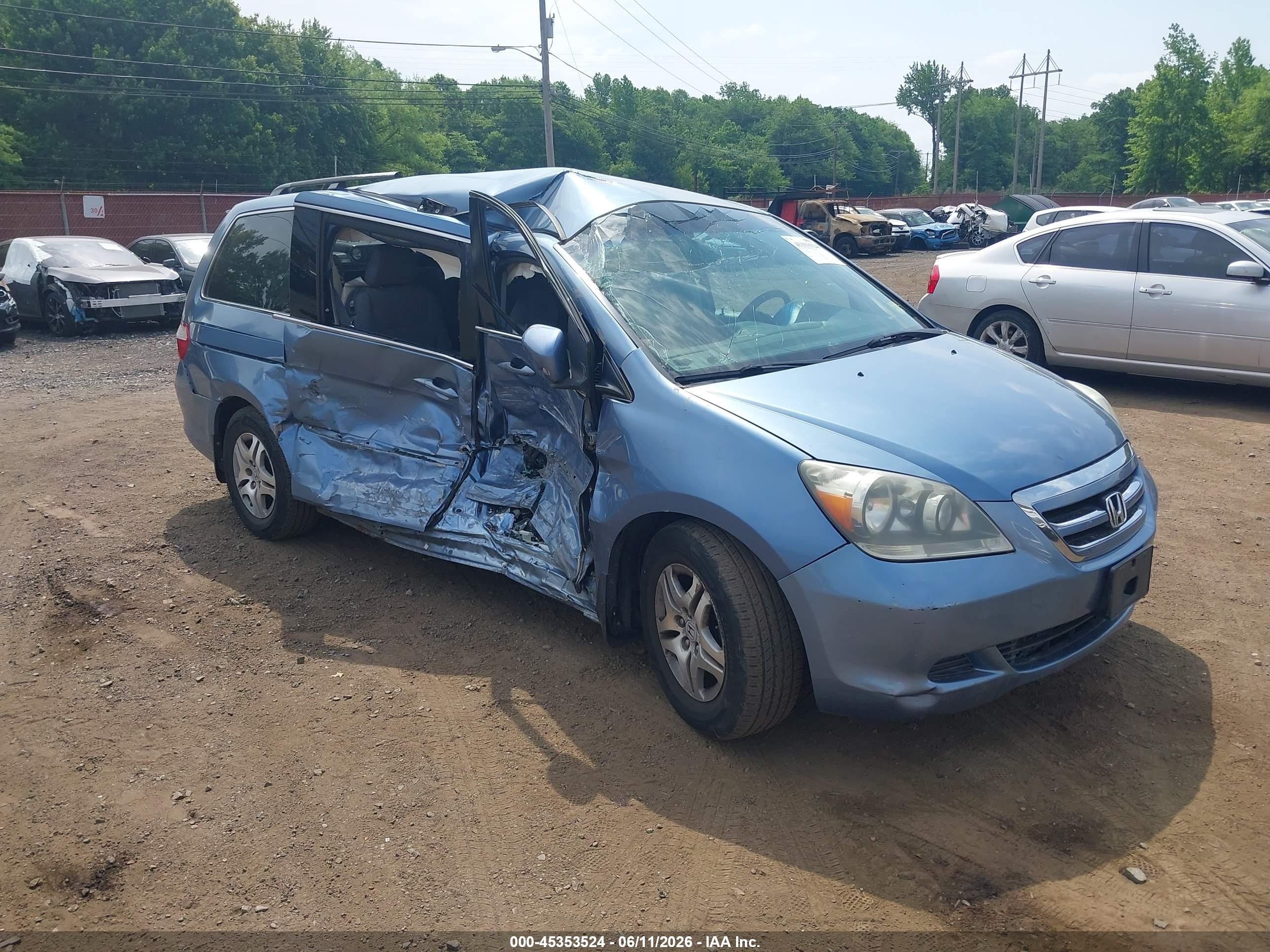 2007 Honda Odyssey Ex Light Blue vin: 5FNRL38467B035936
