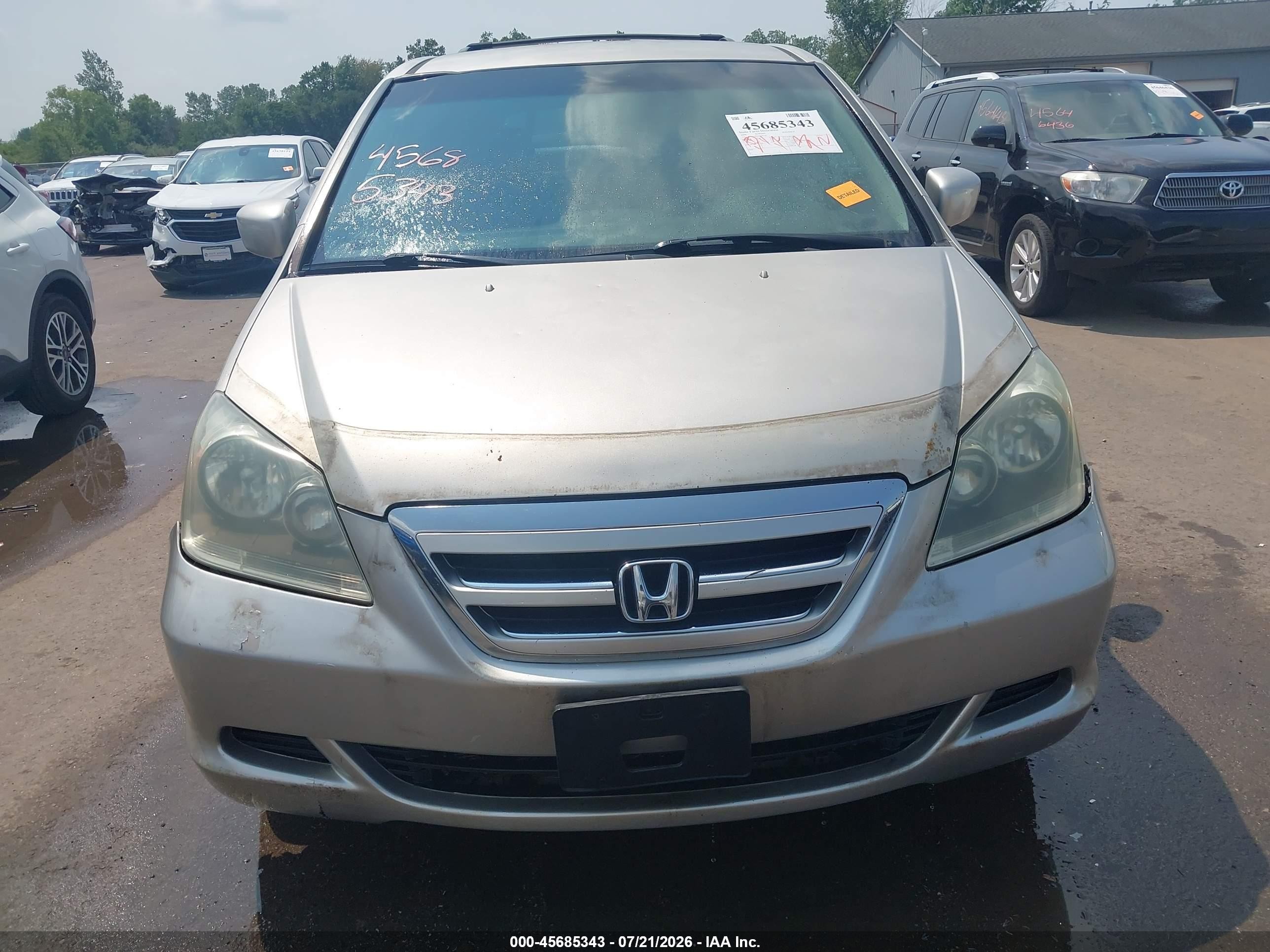 2006 Honda Odyssey Ex Silver vin: 5FNRL38476B407587