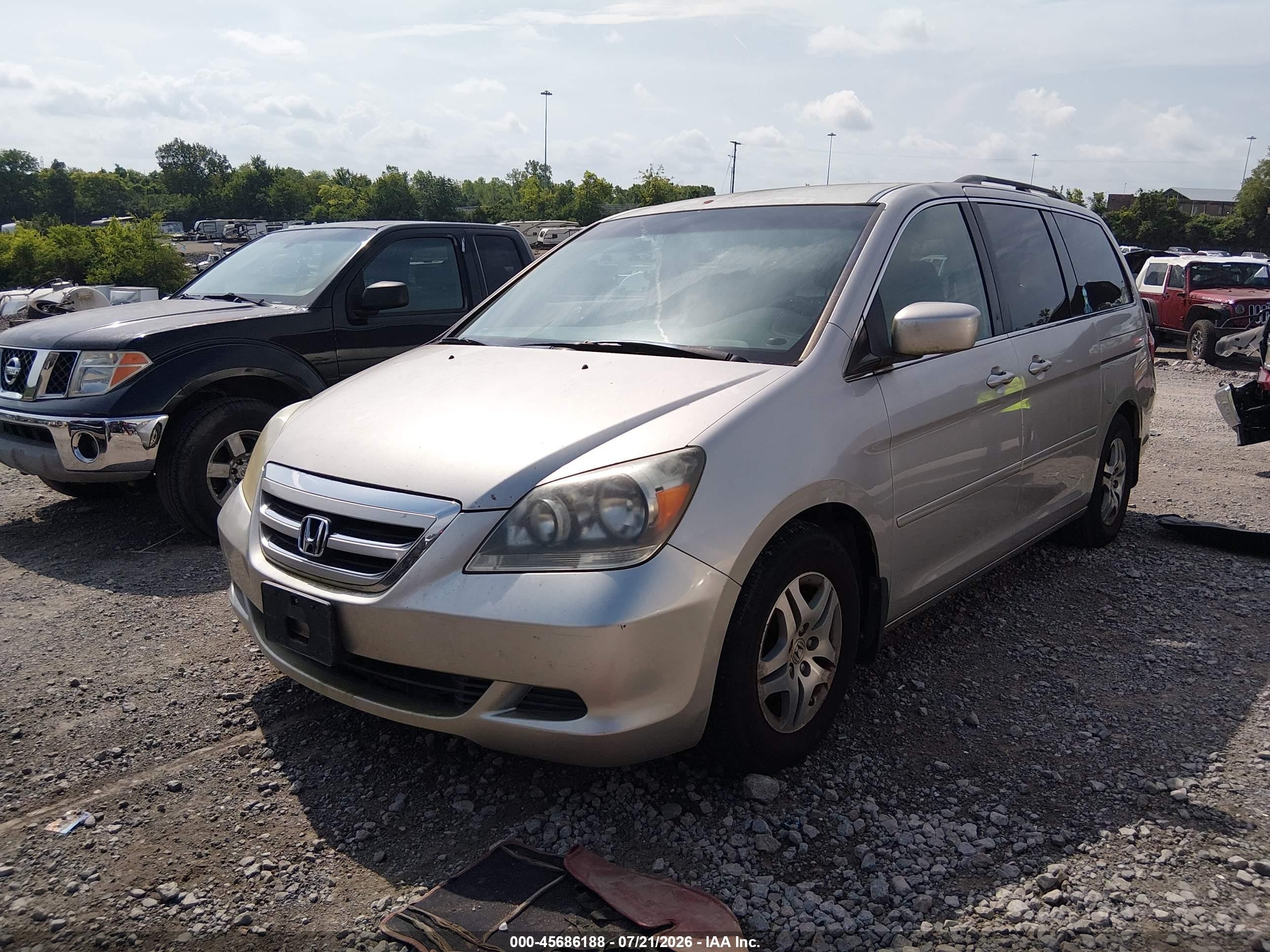 2007 Honda Odyssey Ex Silver vin: 5FNRL38477B410619