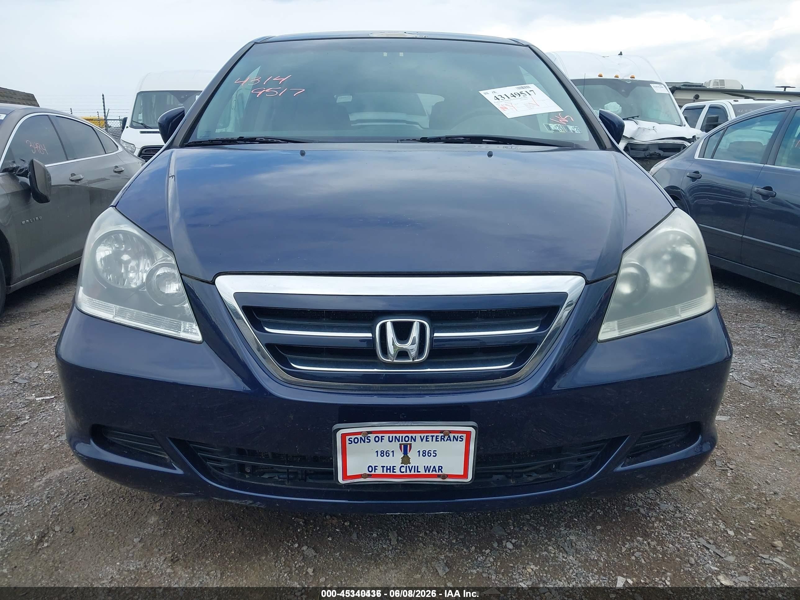 2006 Honda Odyssey Ex Dark Blue vin: 5FNRL38486B090533