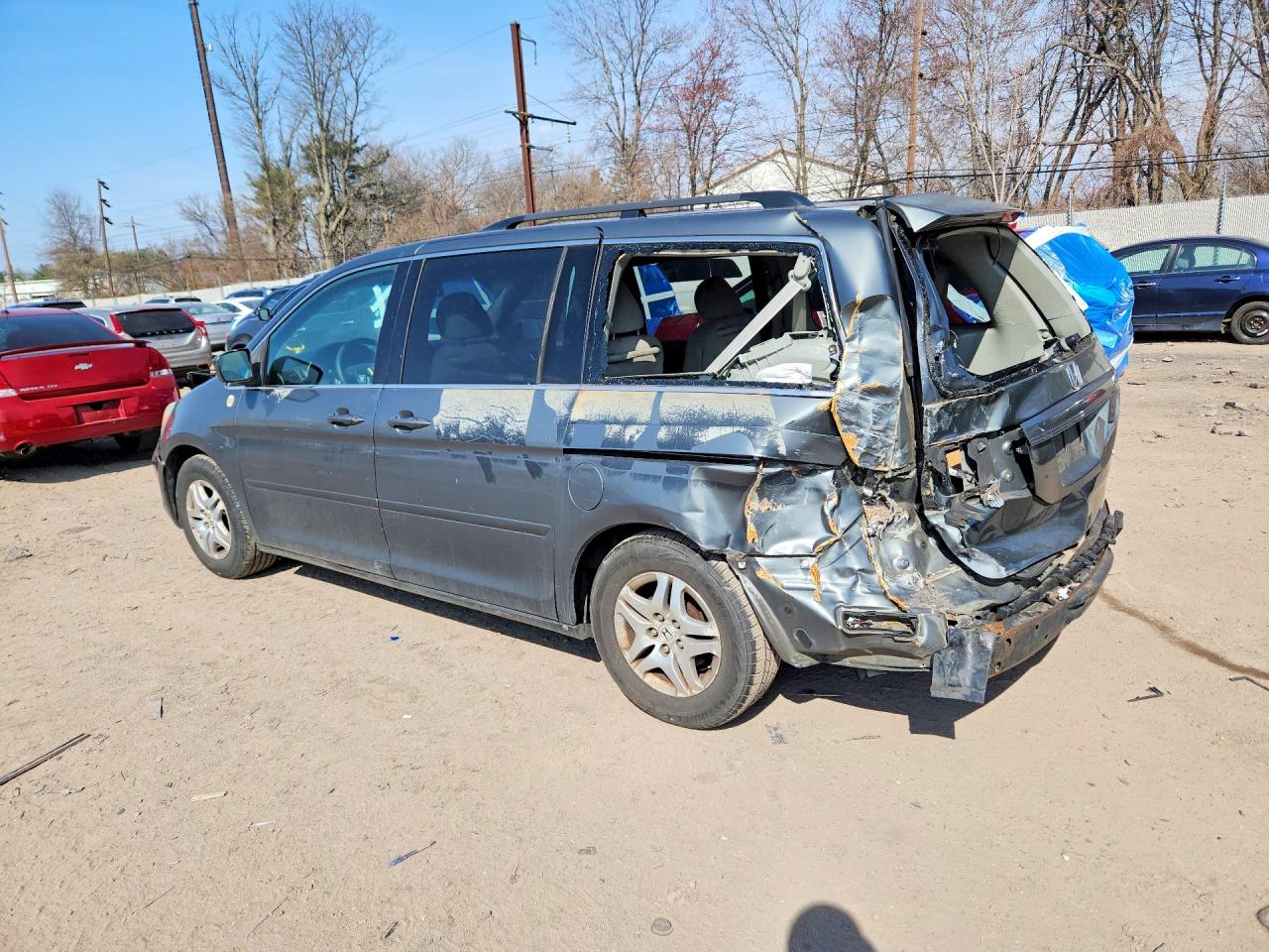 2007 Honda Odyssey Ex Gray vin: 5FNRL38497B451690