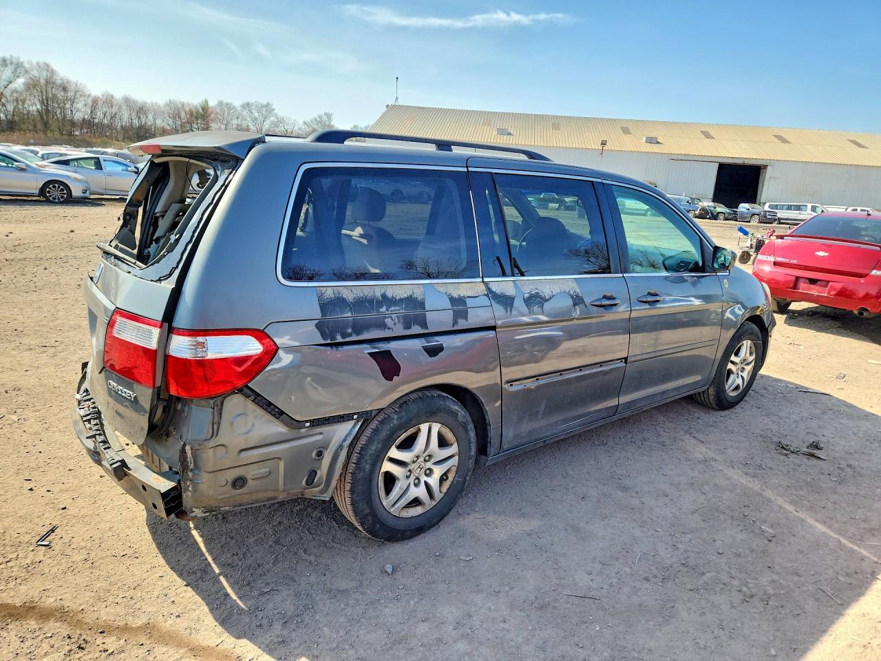 2007 Honda Odyssey Ex Gray vin: 5FNRL38497B451690
